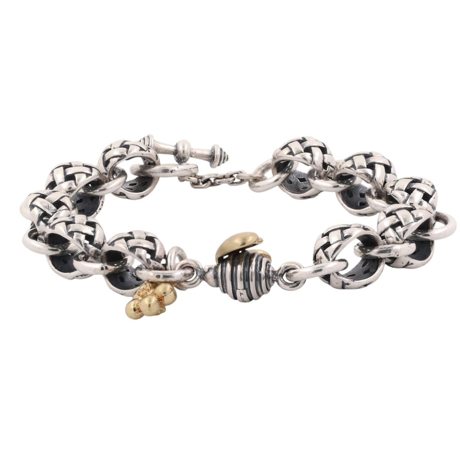 SAINT BY SARAH JANE Silver & Gold Keegan Bracelet With Bee & Blossom 8.25"