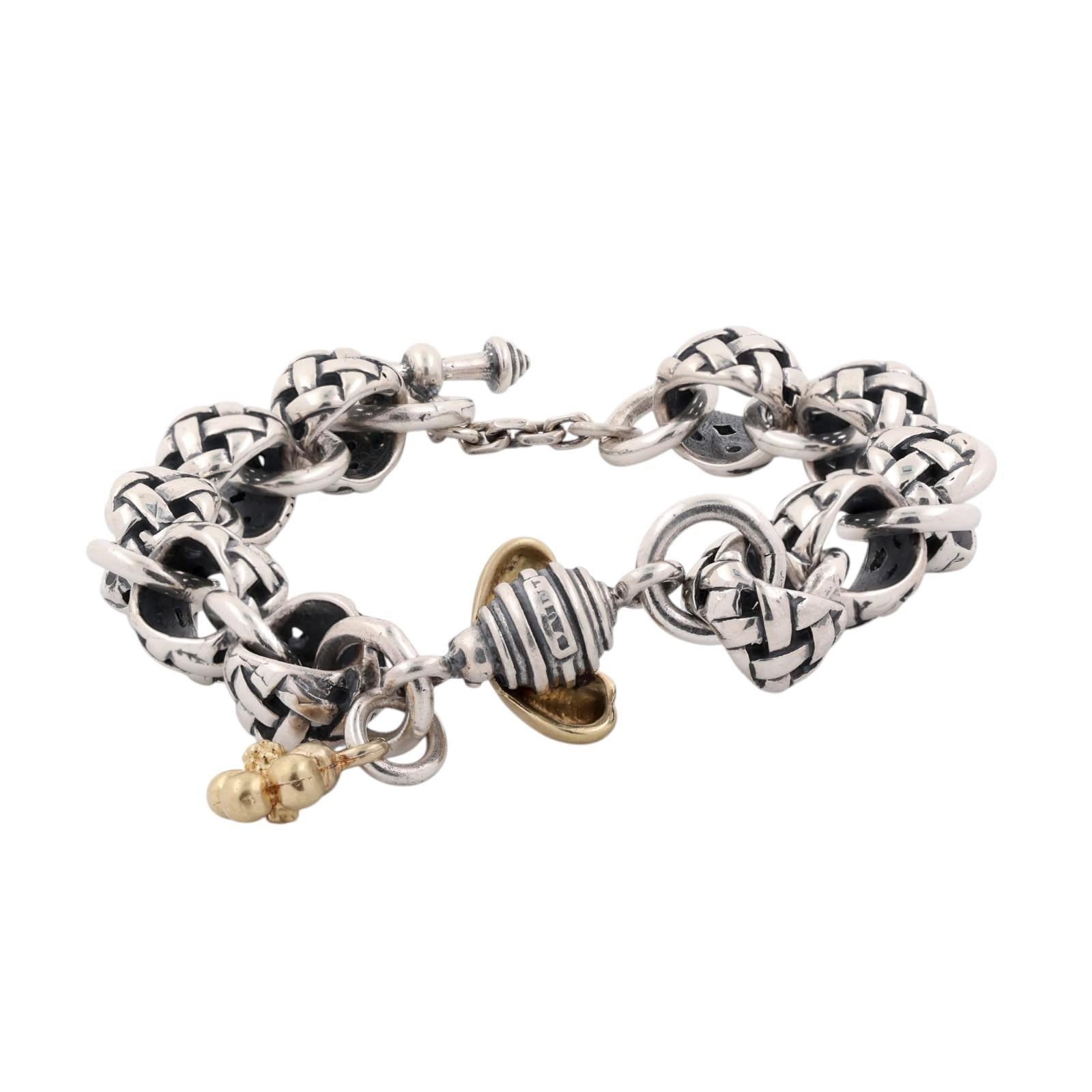 SAINT BY SARAH JANE Silver & Gold Keegan Bracelet With Bee & Blossom 8.25"