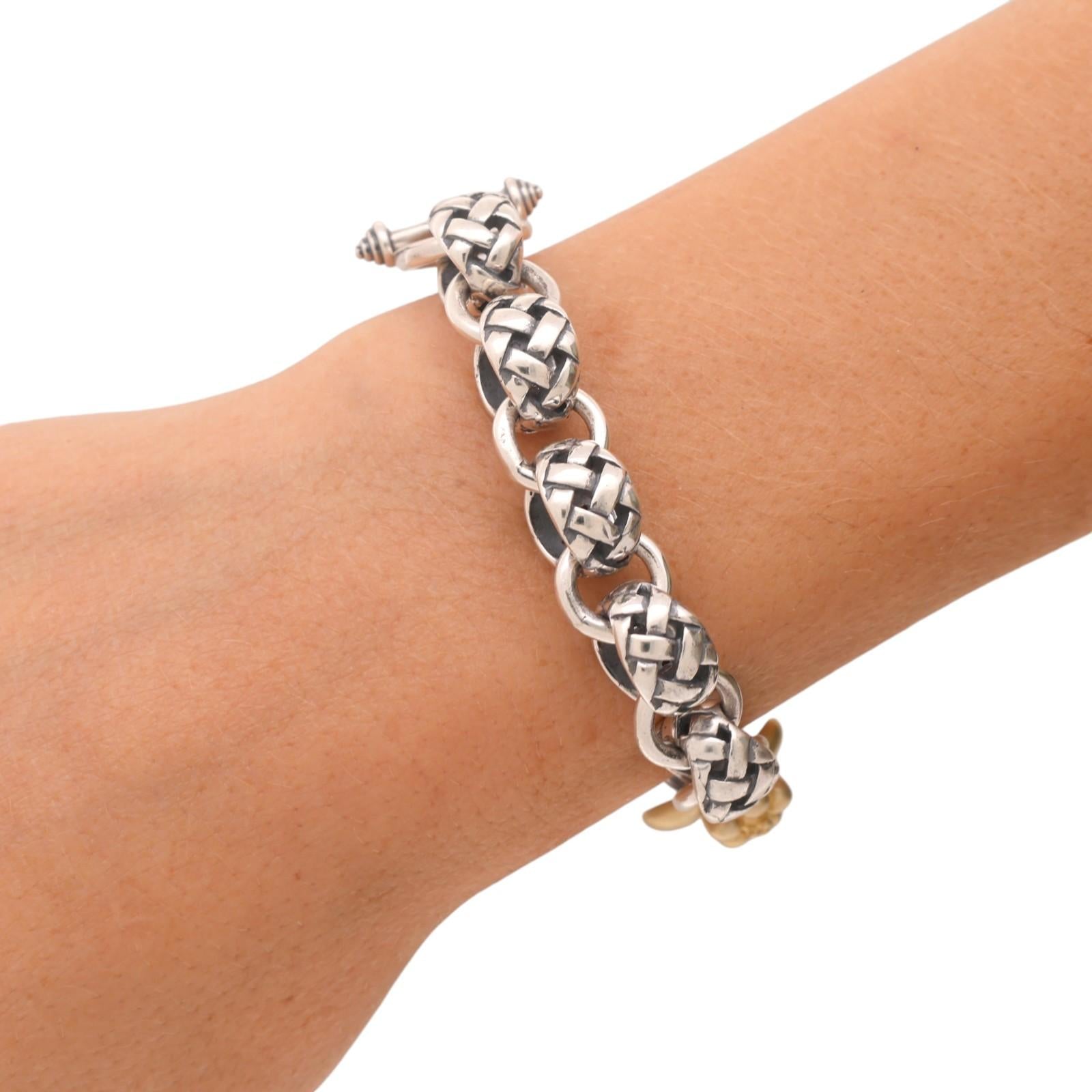 SAINT BY SARAH JANE Silver & Gold Keegan Bracelet With Bee & Blossom 8.25"