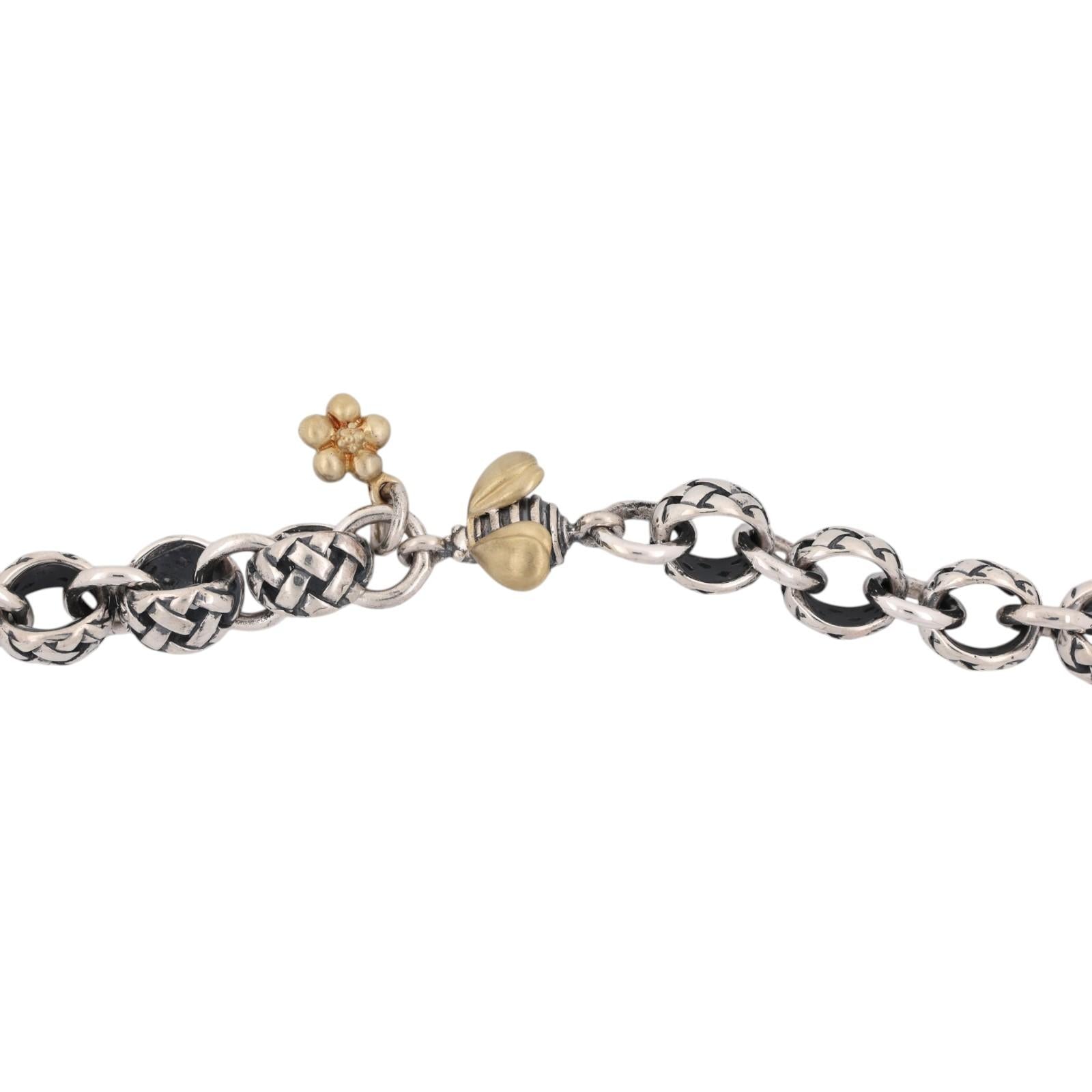 SAINT BY SARAH JANE Silver & Gold Keegan Bracelet With Bee & Blossom 8.25"