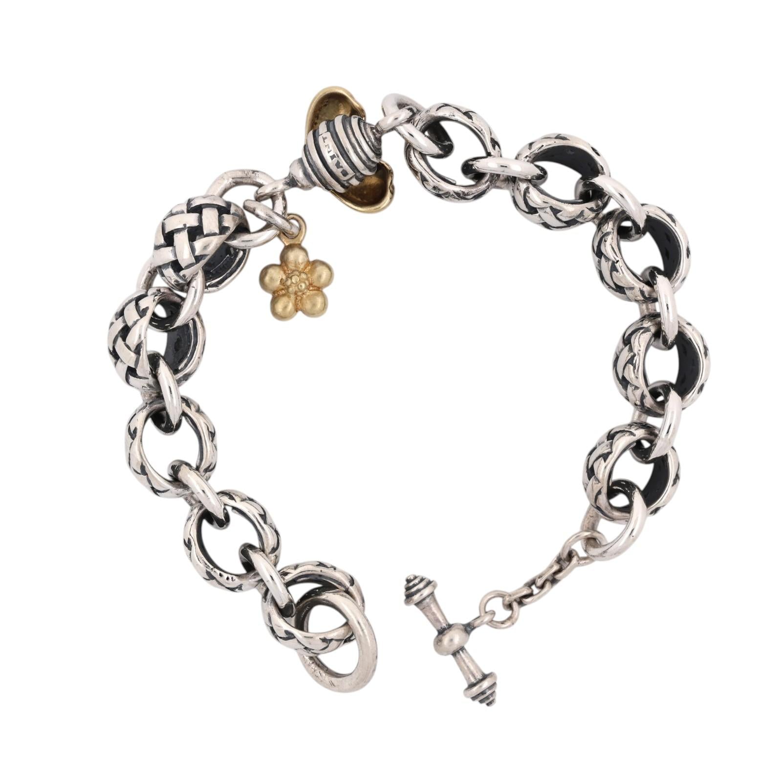 SAINT BY SARAH JANE Silver & Gold Keegan Bracelet With Bee & Blossom 8.25"