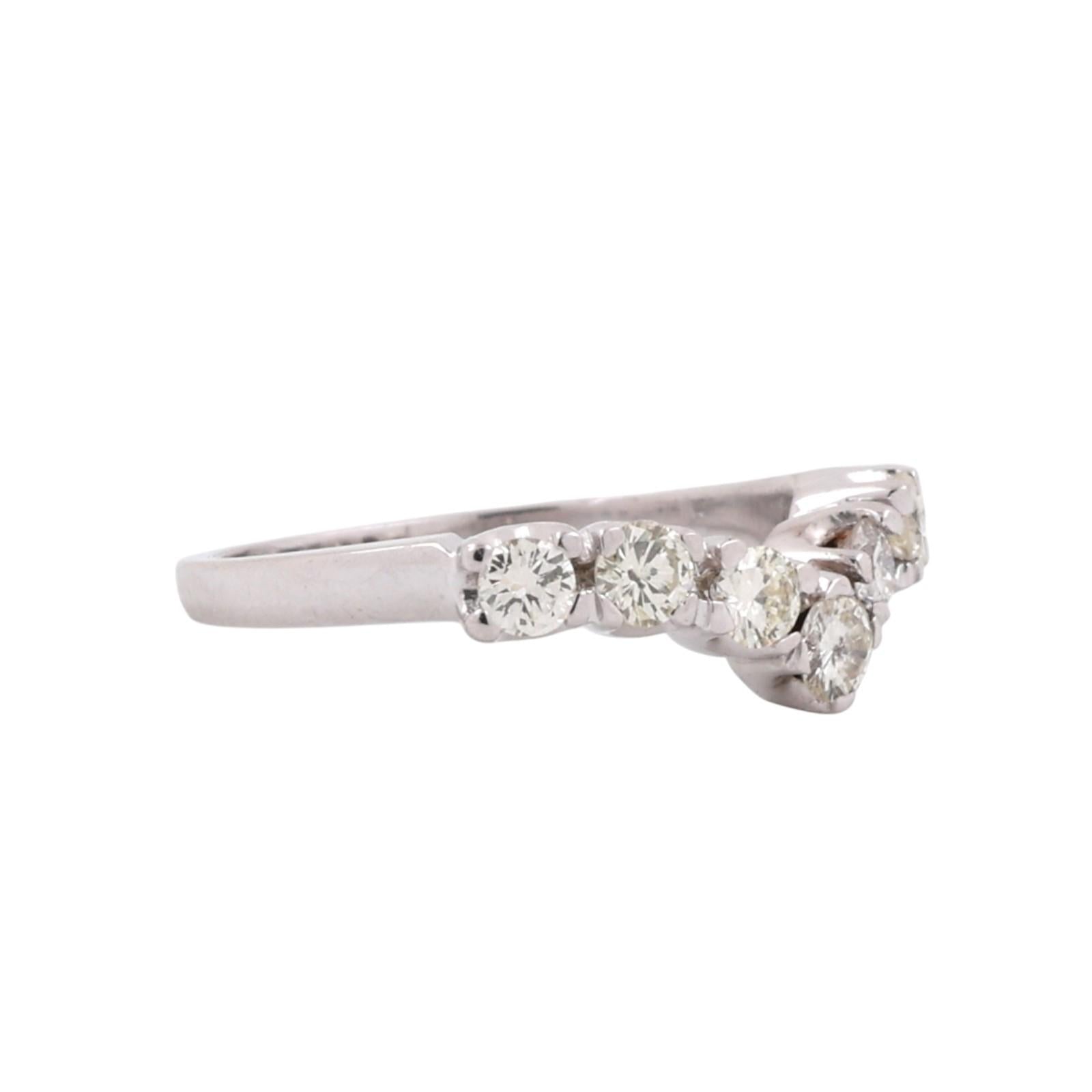 Diamond Wishbone Ring White Gold 0.60 TW Size 5.25 Ladies Estate