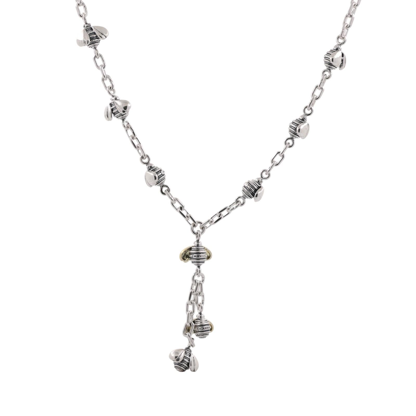 SAINT BY SARAH JANE 18K Yellow Gold Sterling Silver Bee Dangle Necklace 18.5"