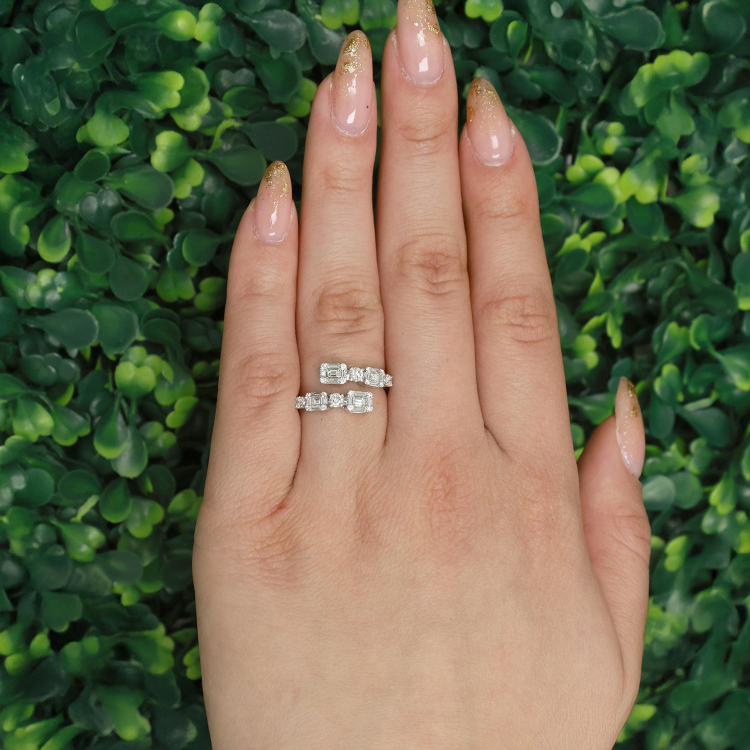 EFFY Diamond Bypass Ring 18K White Gold 1.00 TW Size 7.25 Ladies Estate