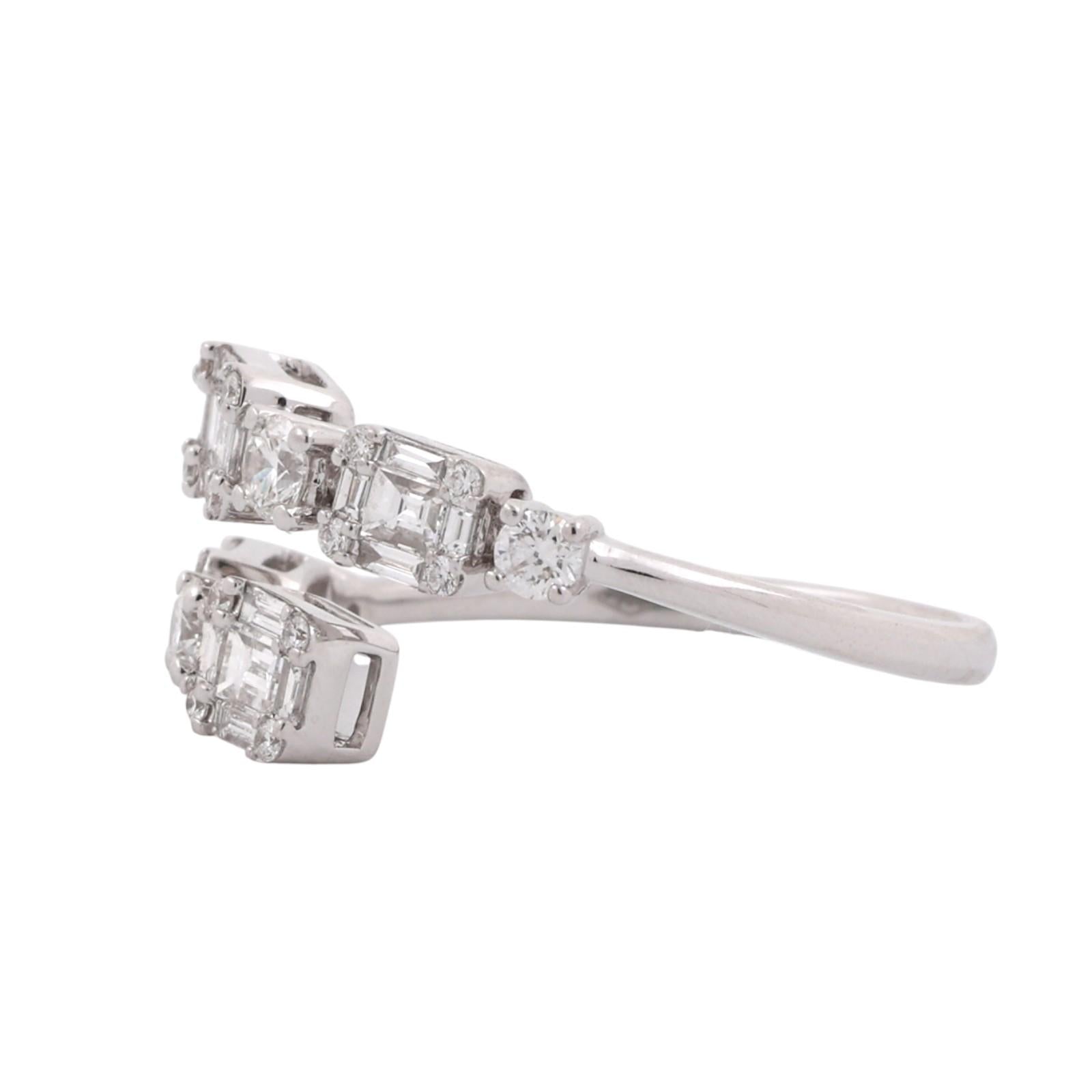 EFFY Diamond Bypass Ring 18K White Gold 1.00 TW Size 7.25 Ladies Estate