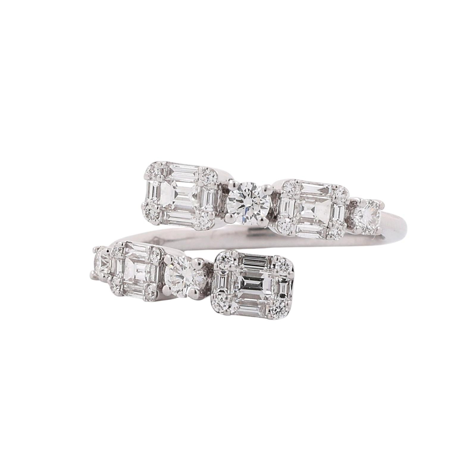 EFFY Diamond Bypass Ring 18K White Gold 1.00 TW Size 7.25 Ladies Estate