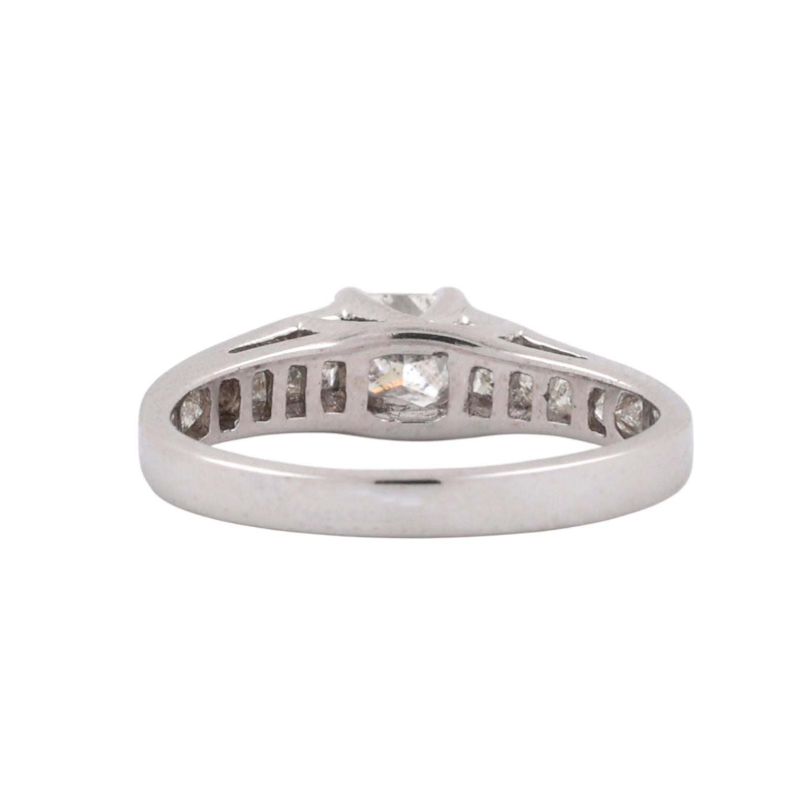 Solitaire Princess Cut Diamond Accent Engagement Ring 14K White Gold Size 6.5