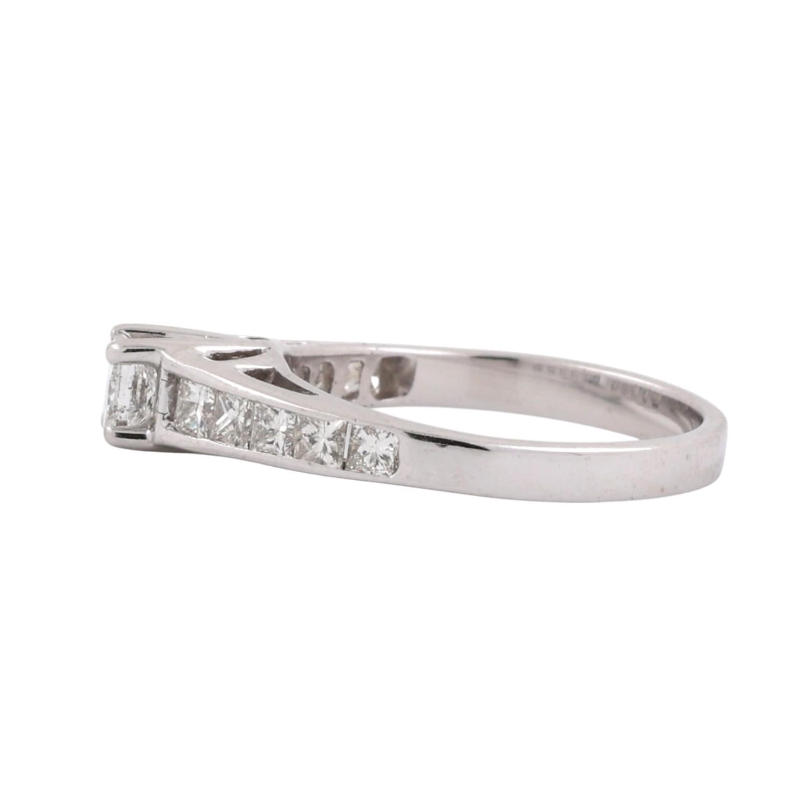 Solitaire Princess Cut Diamond Accent Engagement Ring 14K White Gold Size 6.5