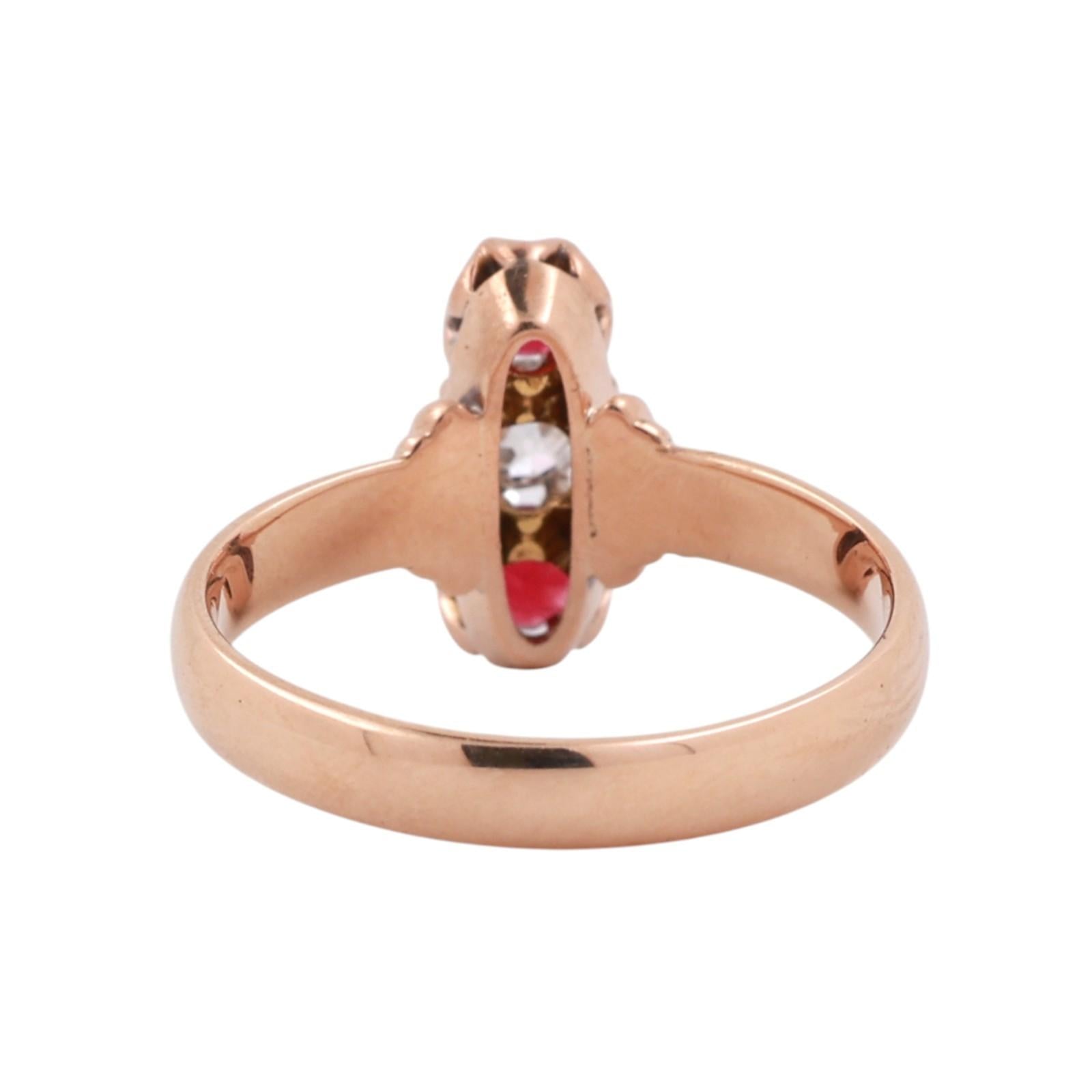 Vintage Ruby Old European Cut Diamond Ring Rose Gold 0.60 CTW Size 7.25