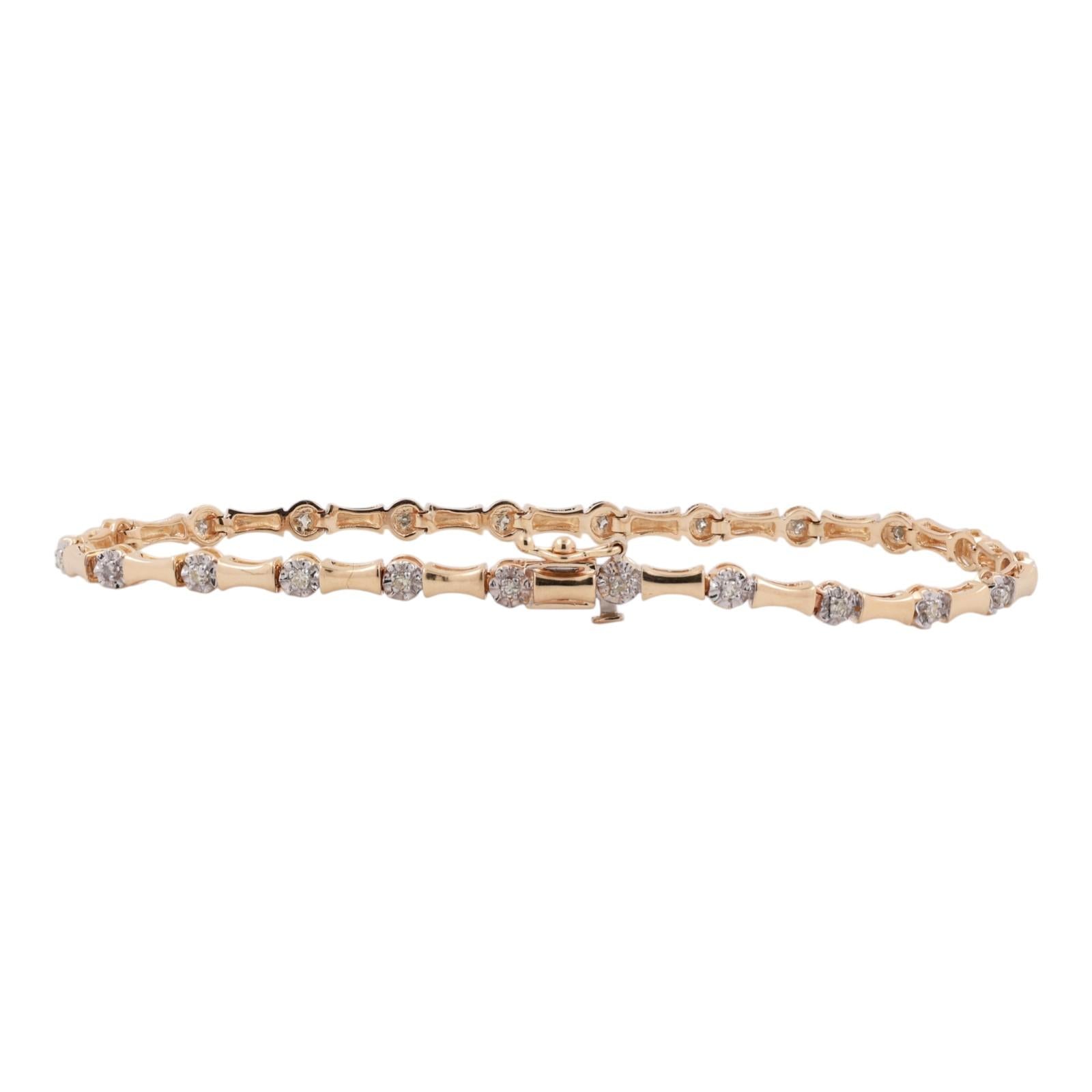 0.33 TW Diamond Bar Link Station Bracelet 14K Gold 7.25" Ladies Estate