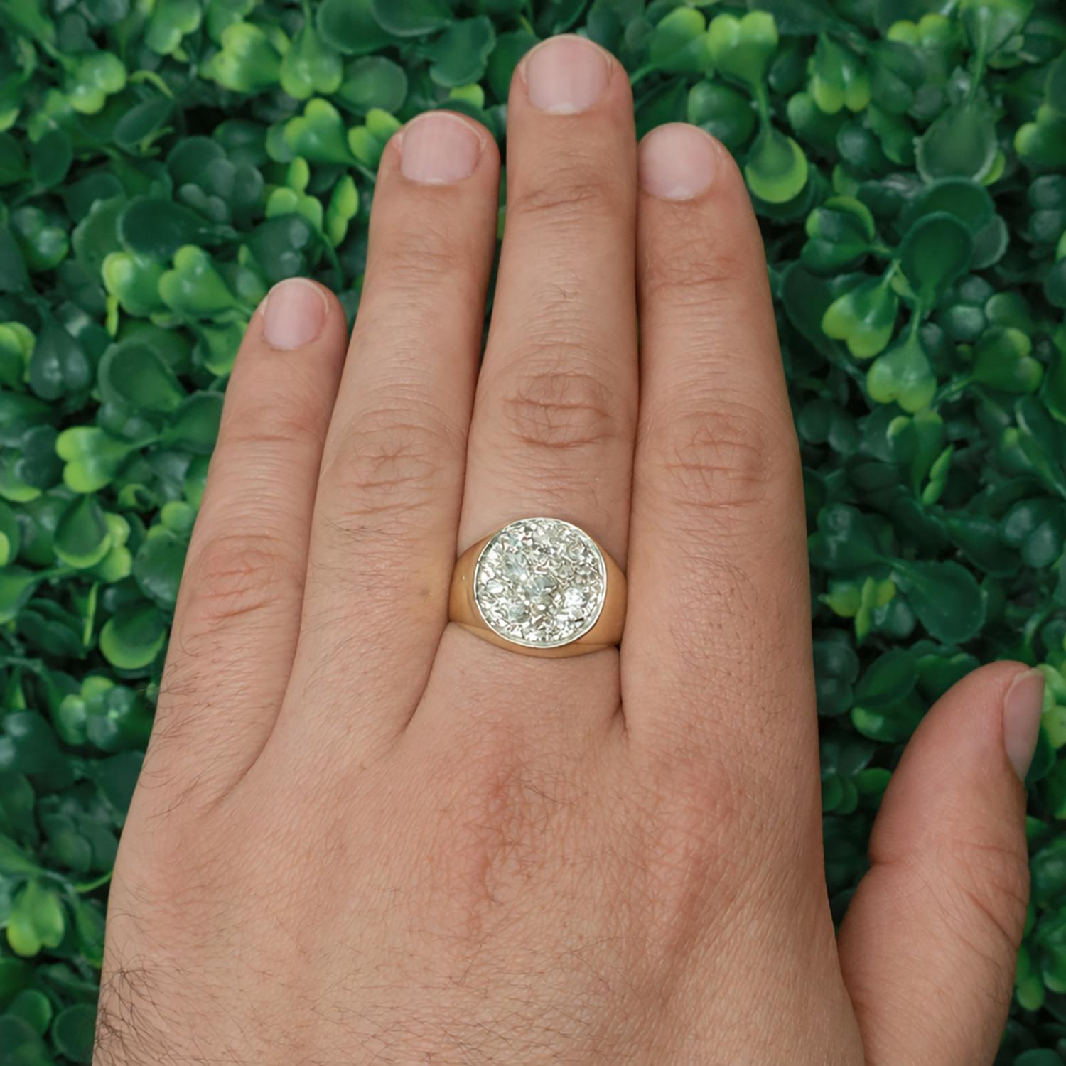 Mens Cluster Diamond Cocktail Ring 14K Gold 0.90 TW Size 8 Vintage Estate