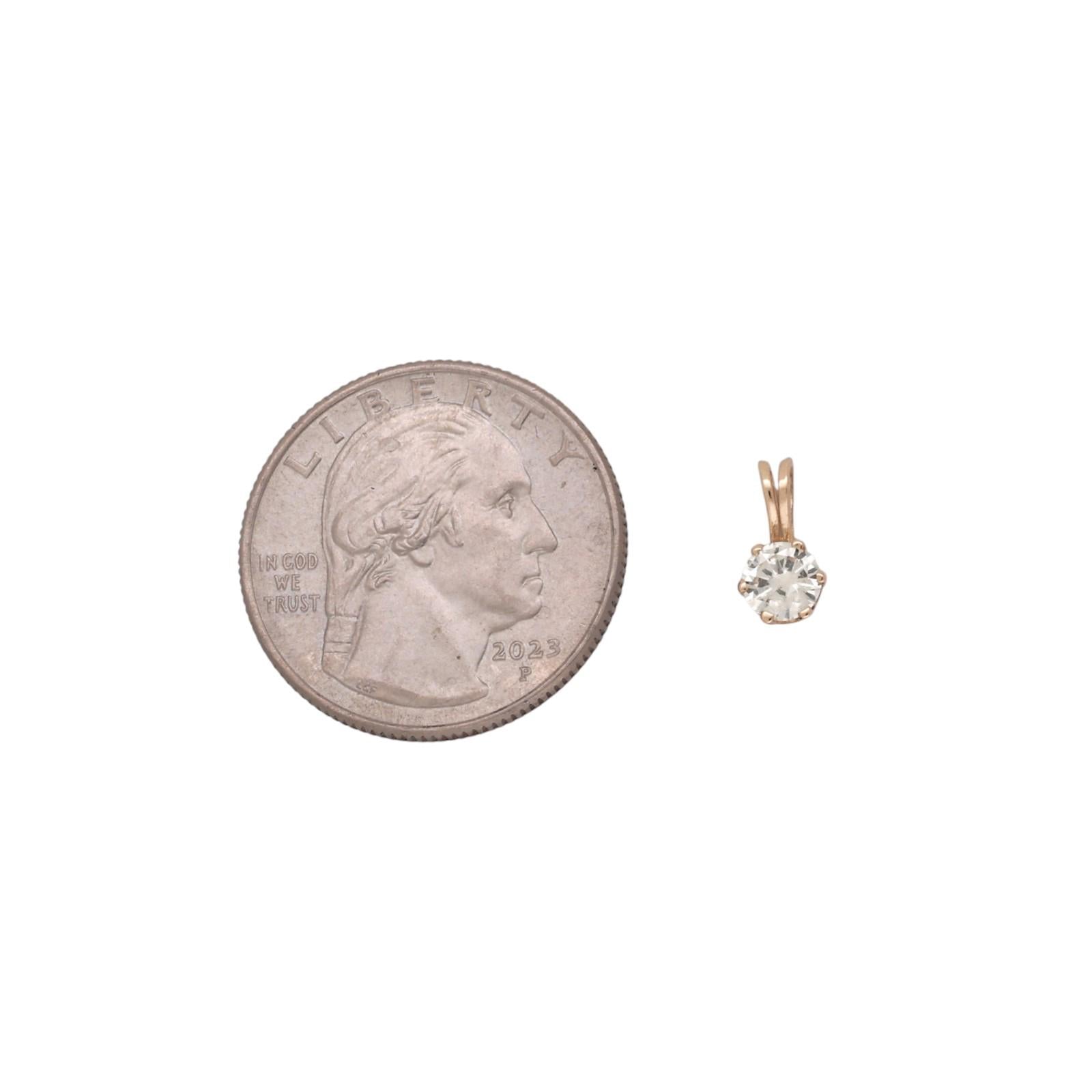 0.42CT Round Diamond Solitaire Pendant 14K Yellow Gold 6 Prong No Chain