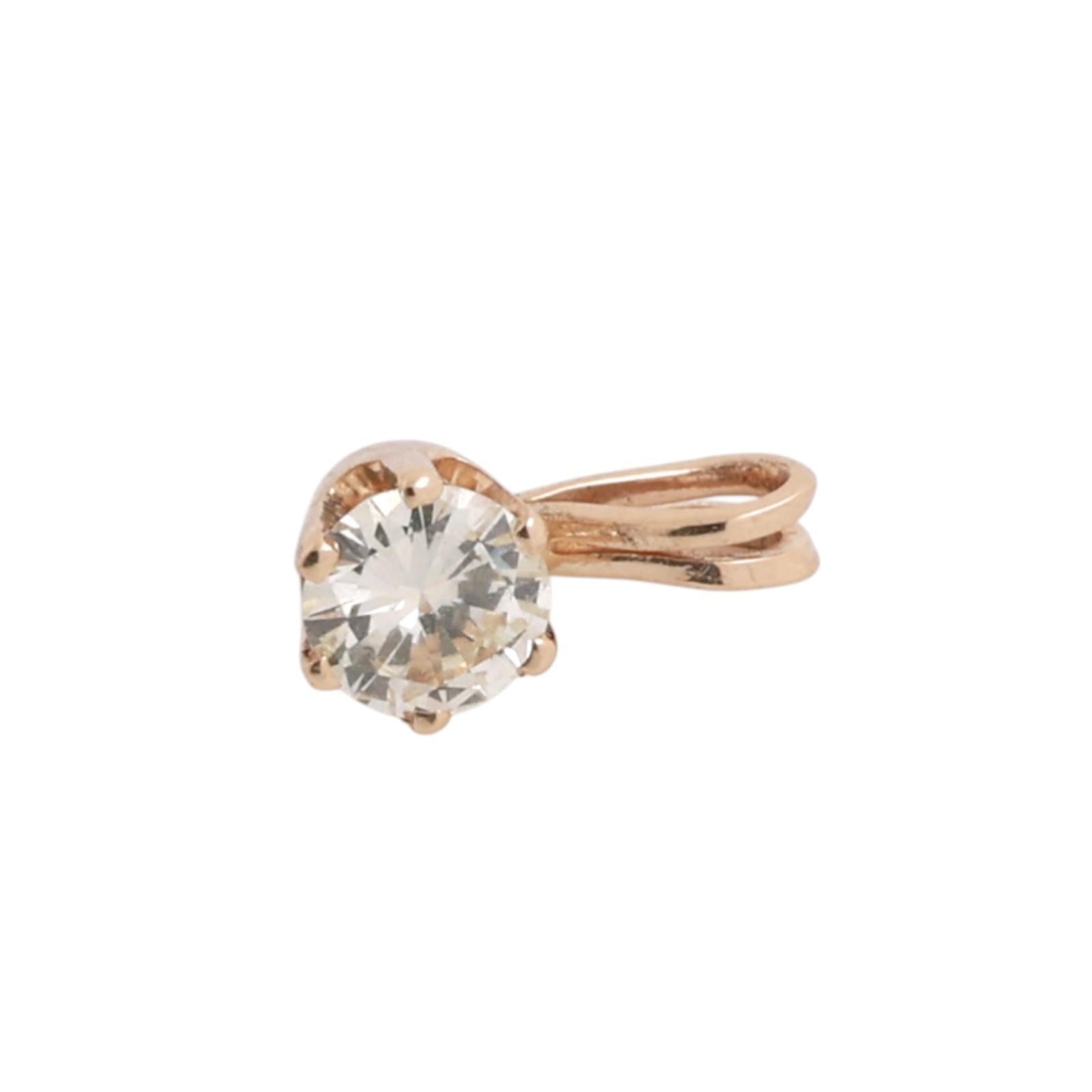 0.42CT Round Diamond Solitaire Pendant 14K Yellow Gold 6 Prong No Chain