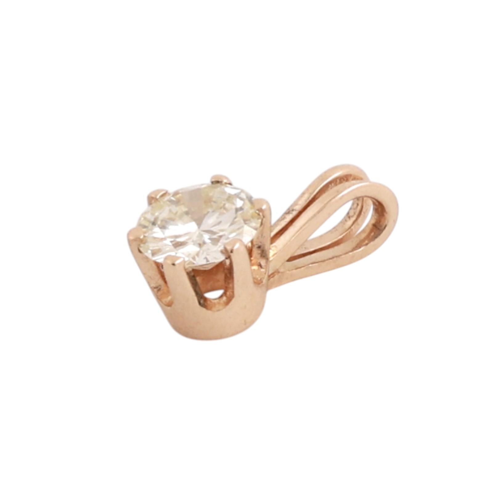 0.42CT Round Diamond Solitaire Pendant 14K Yellow Gold 6 Prong No Chain
