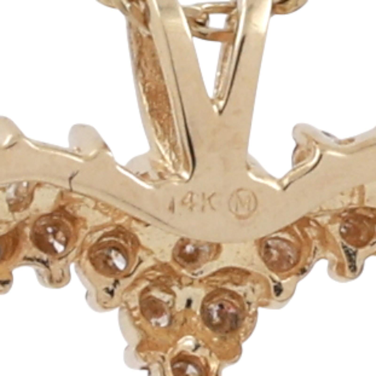 1.50 TW Diamond Open Heart Pendant Cable Chain Necklace 14K Yellow Gold 16.25"