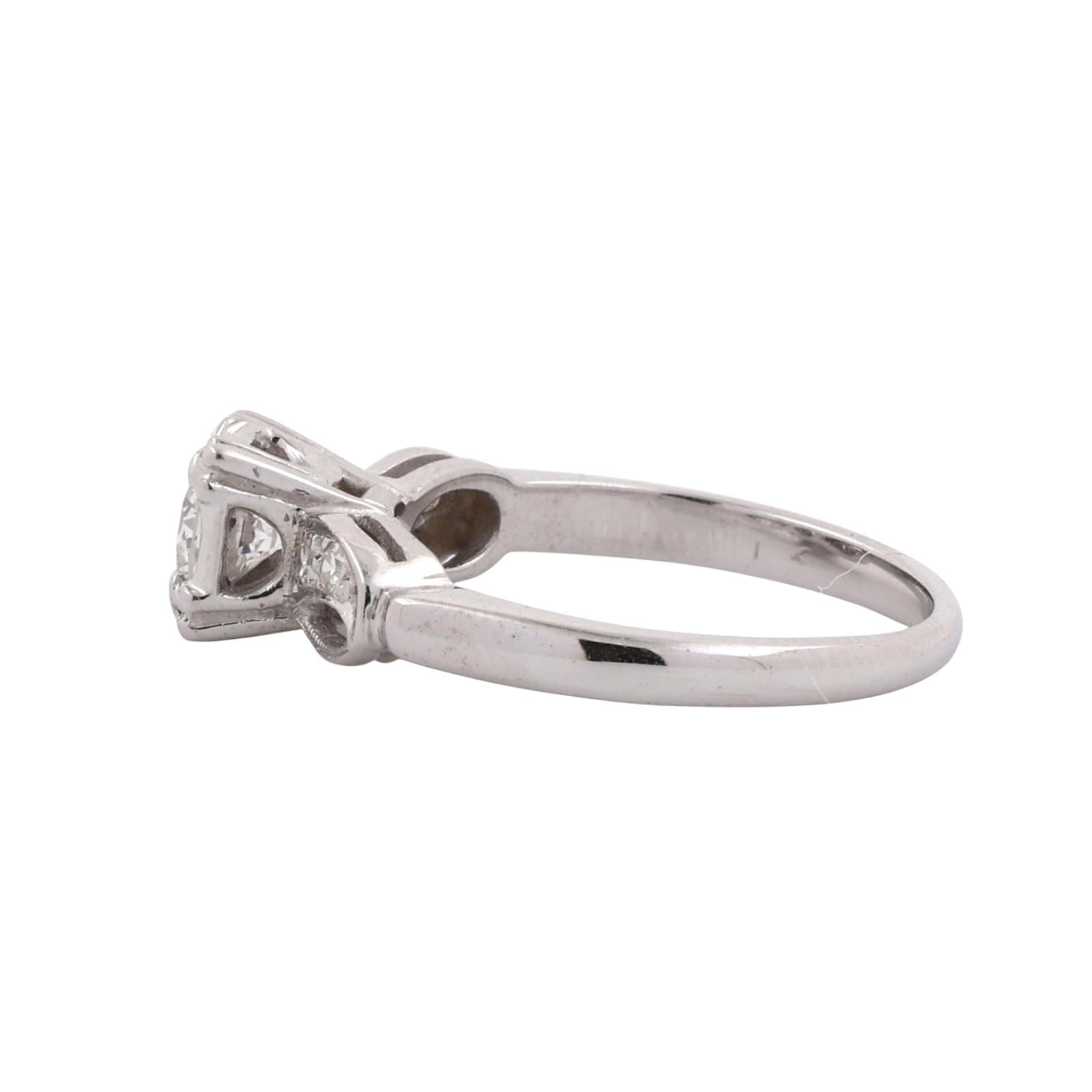 Vintage Solitaire Diamond Engagement Ring 14K White Gold 0.58 TW Size 5.5 Estate