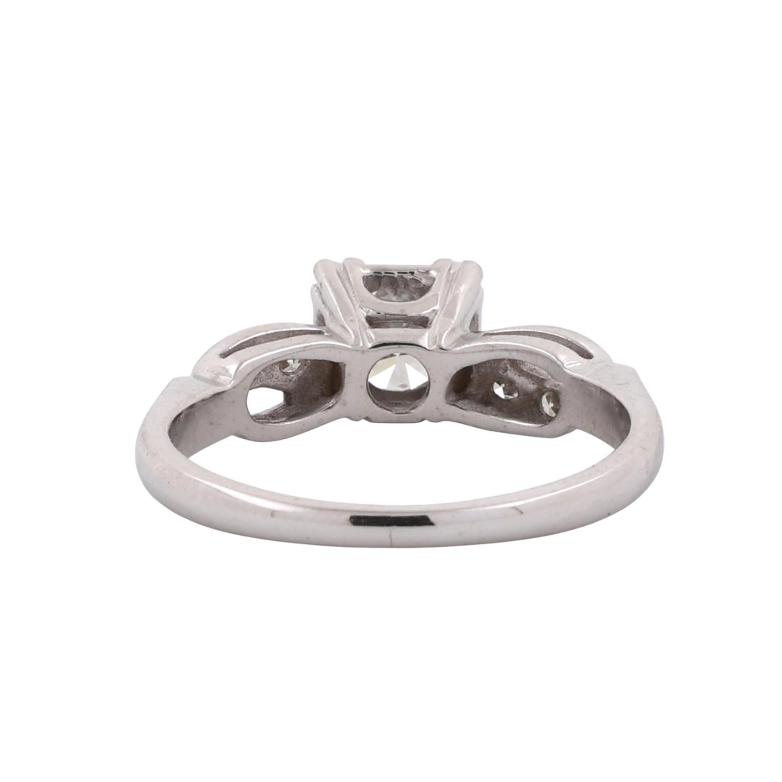 Vintage Solitaire Diamond Engagement Ring 14K White Gold 0.58 TW Size 5.5 Estate