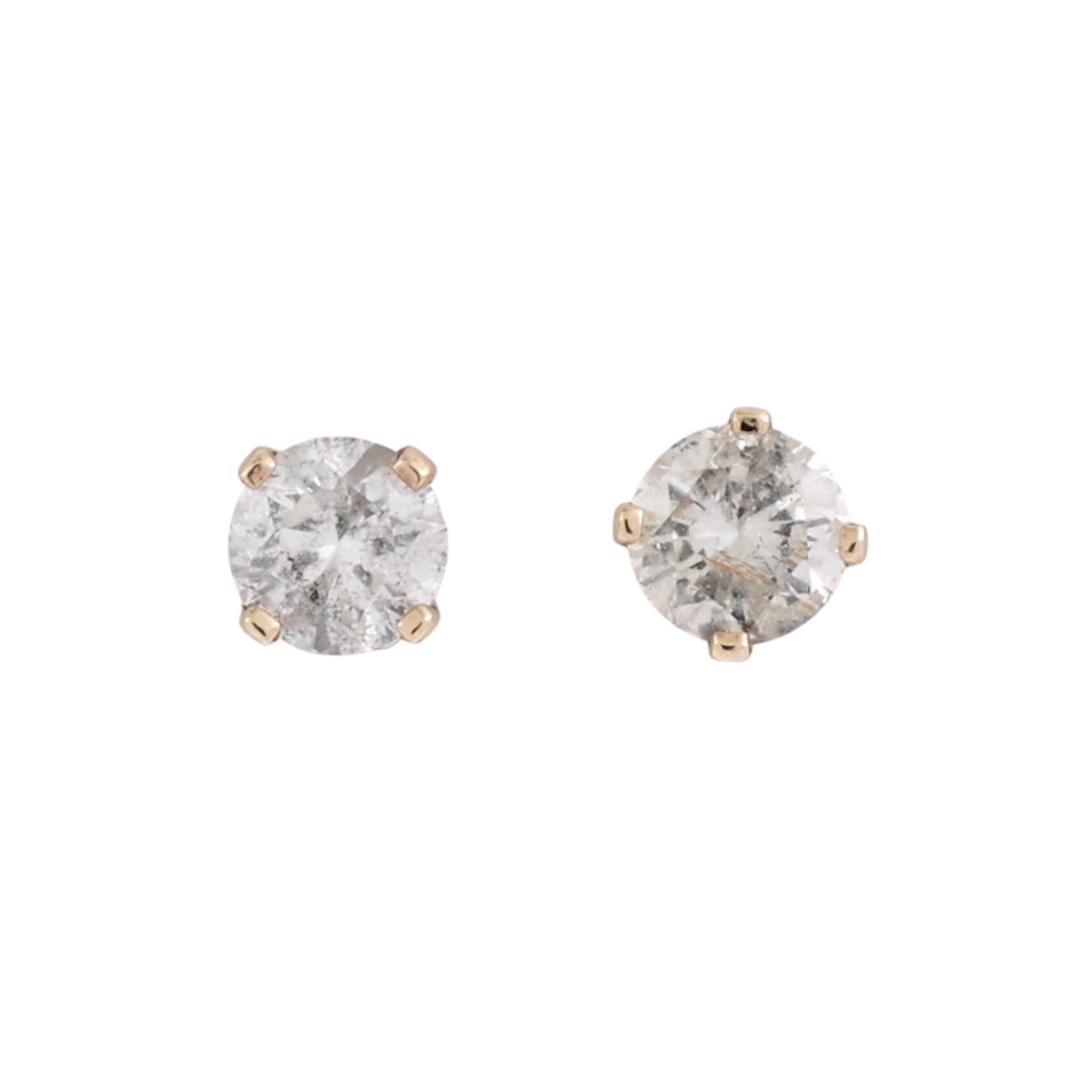 Round Diamond Stud Earrings 0.60 TW 14K Yellow Gold 4-Prong Setting