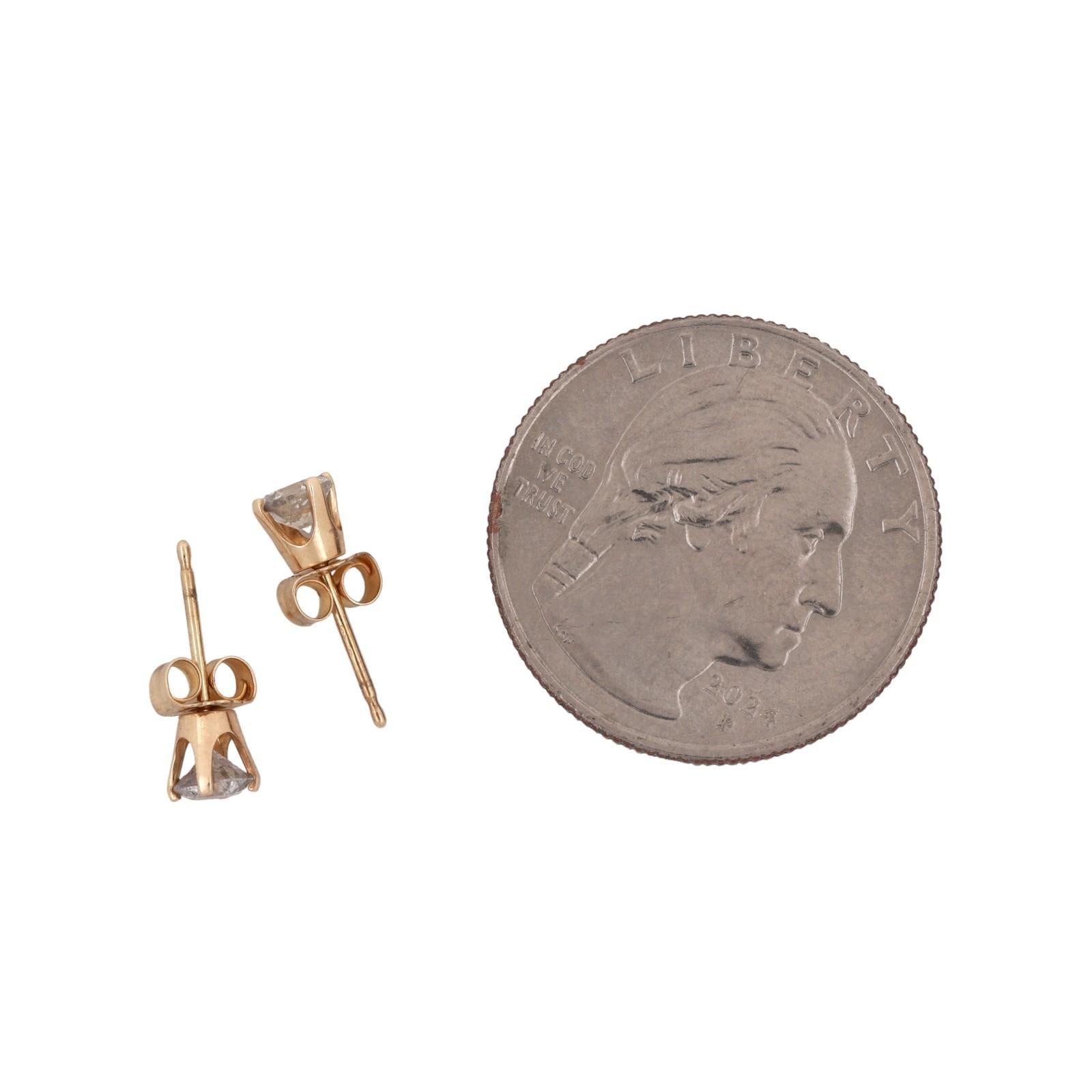 Round Diamond Stud Earrings 0.60 TW 14K Yellow Gold 4-Prong Setting