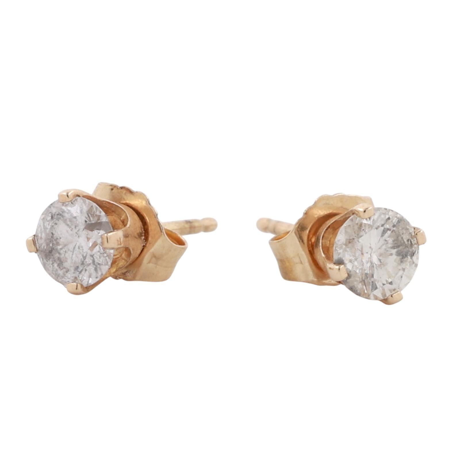 Round Diamond Stud Earrings 0.60 TW 14K Yellow Gold 4-Prong Setting