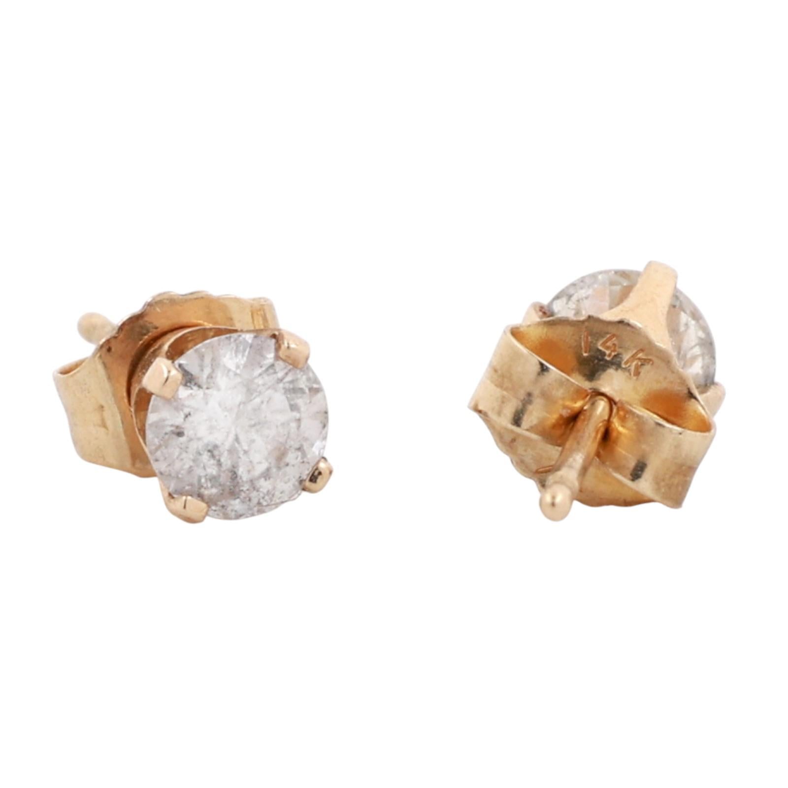 Round Diamond Stud Earrings 0.60 TW 14K Yellow Gold 4-Prong Setting