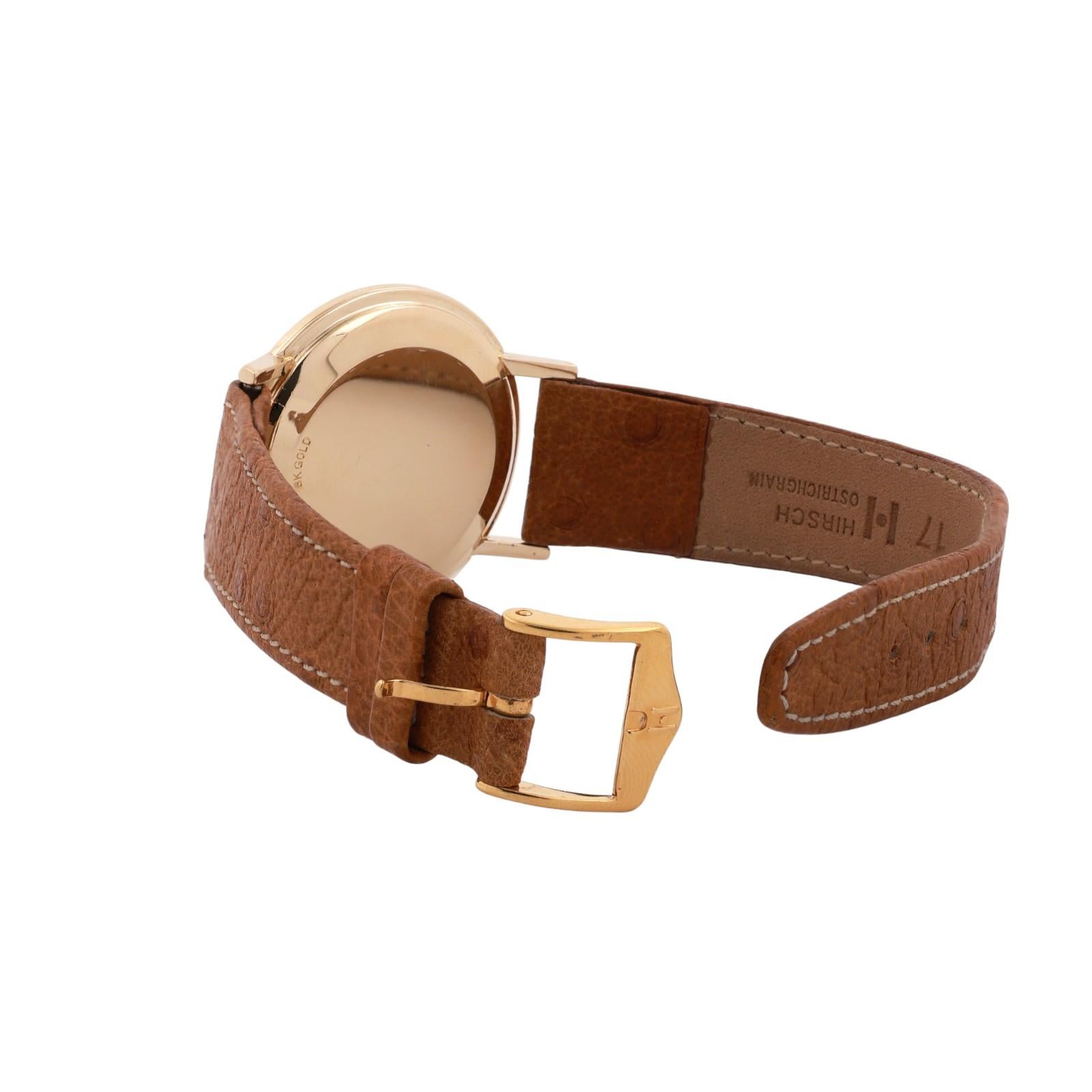 Vintage Omega Watch 18K Yellow Gold 35 mm Leather Band Mens Estate