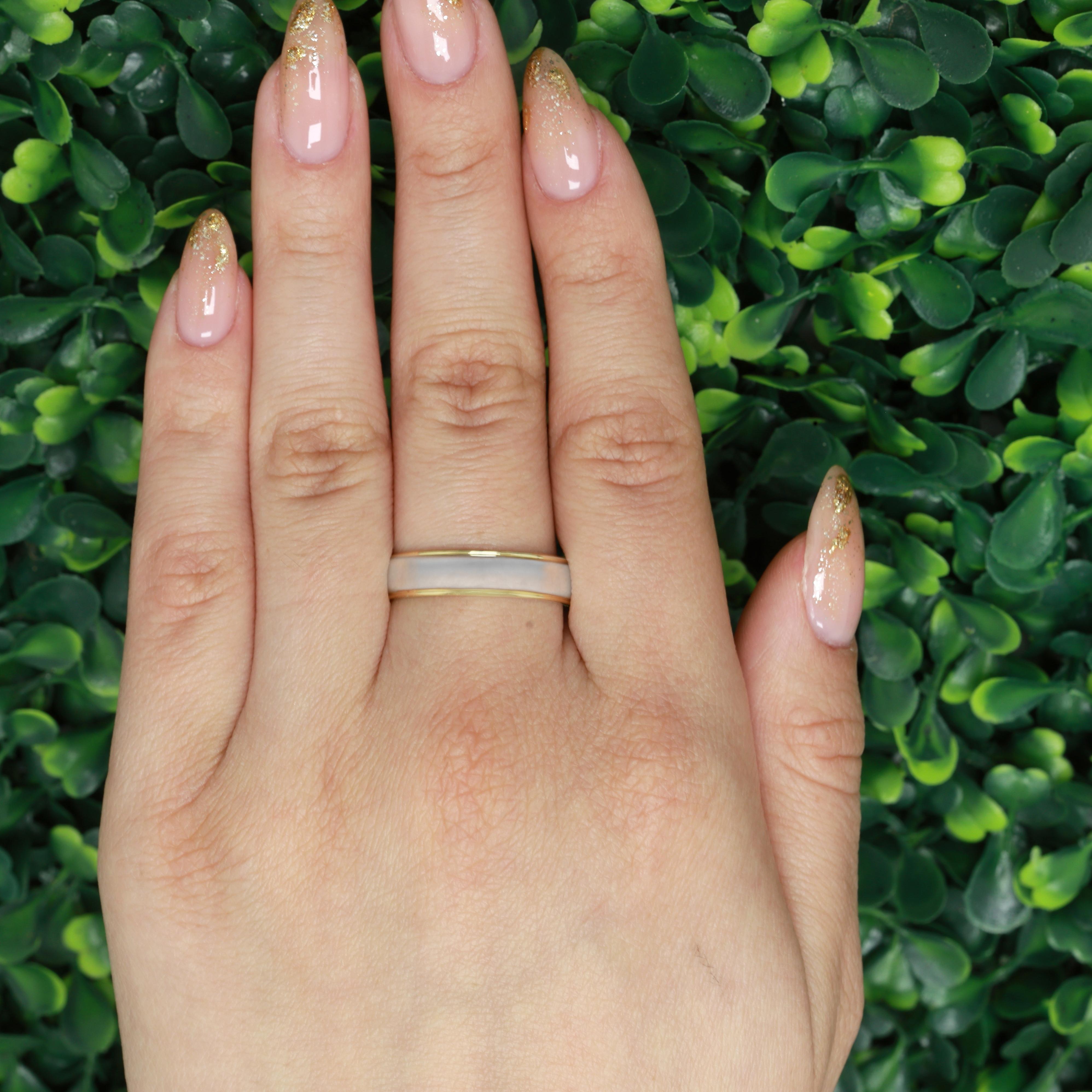 Yellow Gold Platinum Overlay Band Ring Wedding Anniversary Size 12.5 Unisex