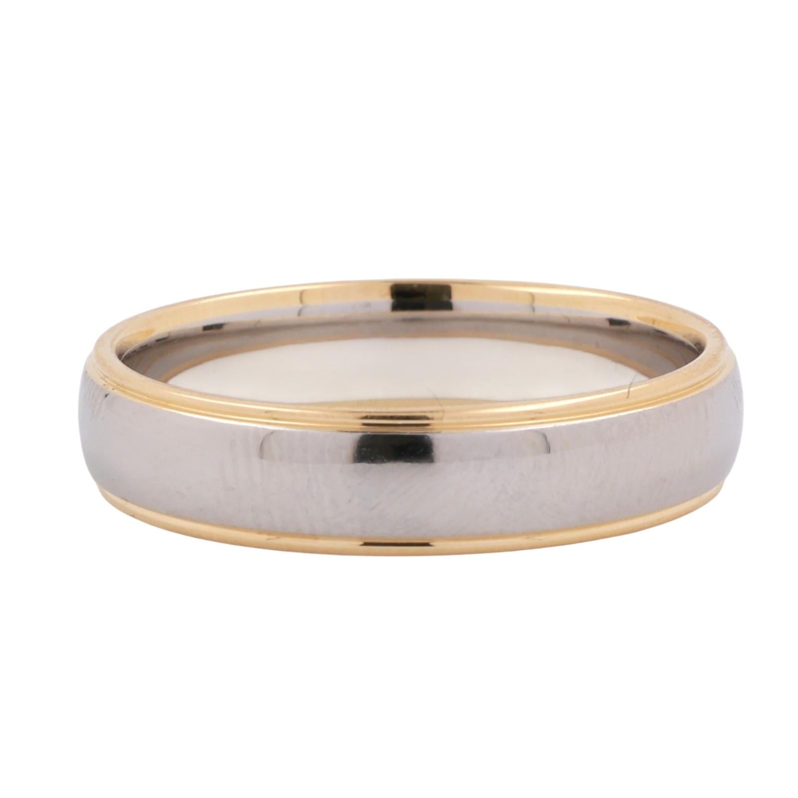 Yellow Gold Platinum Overlay Band Ring Wedding Anniversary Size 12.5 Unisex