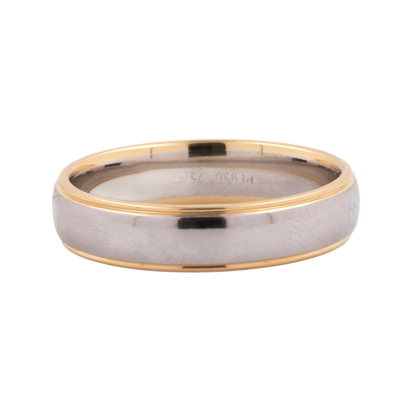 Yellow Gold Platinum Overlay Band Ring Wedding Anniversary Size 12.5 Unisex