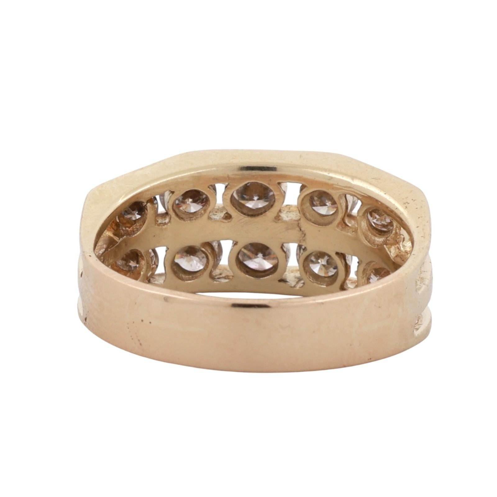 2-Row Diamond Band Ring Yellow Gold 1.30 TW Channel Set Diamonds Size 8.5 Unisex