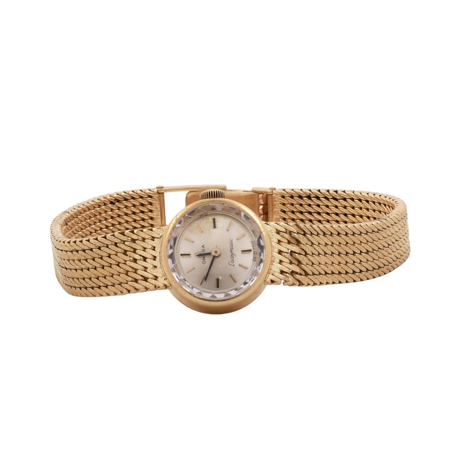 Vintage Omega Ladymatic Automatic Watch 18K Yellow Gold 1960’s 6.75" Ladies