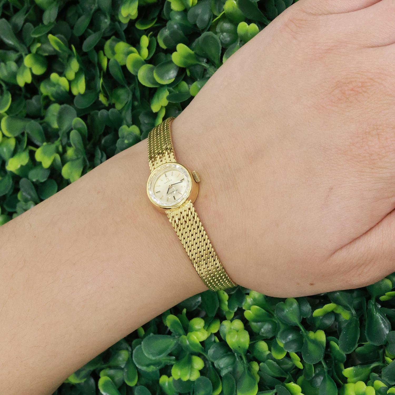 Vintage Omega Ladymatic Automatic Watch 18K Yellow Gold 1960’s 6.75" Ladies