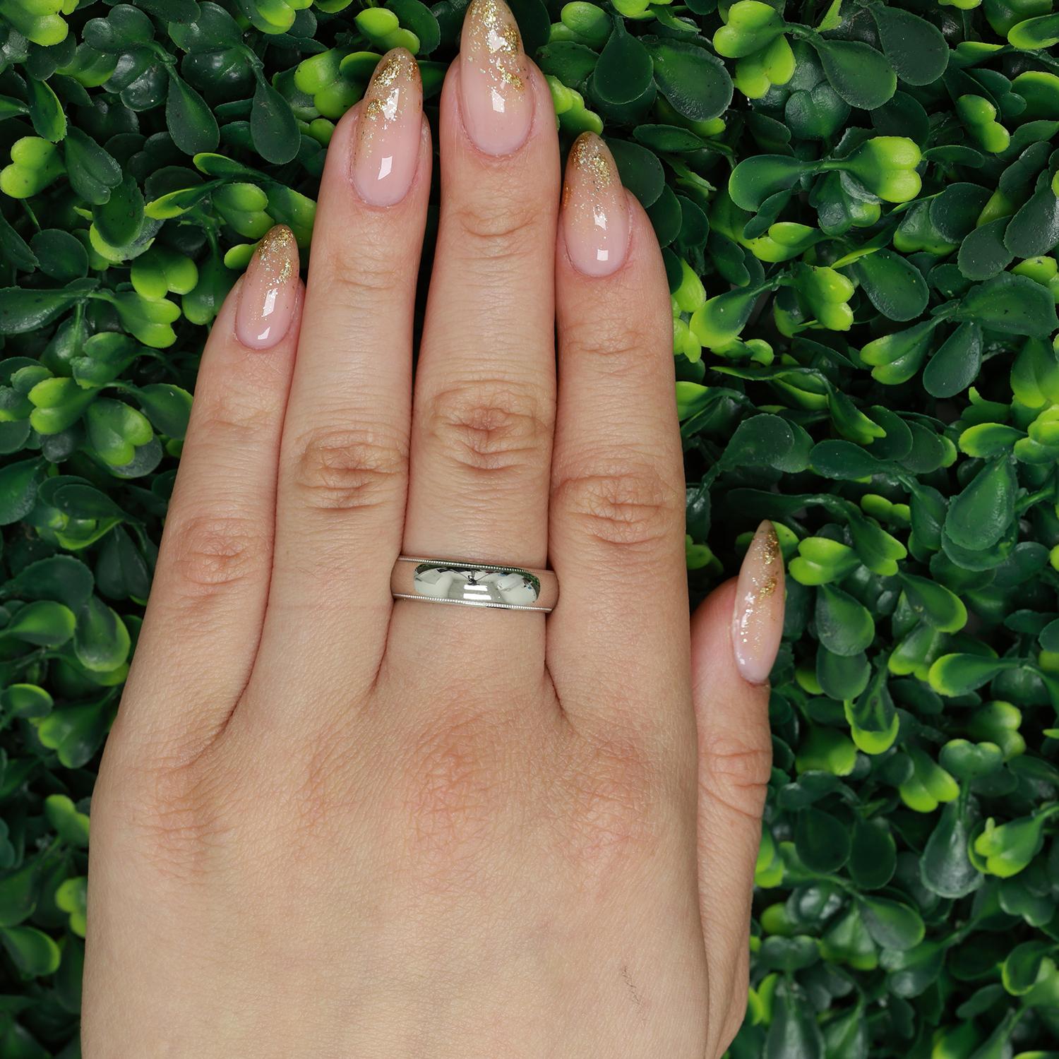 Milgrain Platinum Band Ring Wedding Anniversary 5.70 mm Size 9.25 Unisex Estate