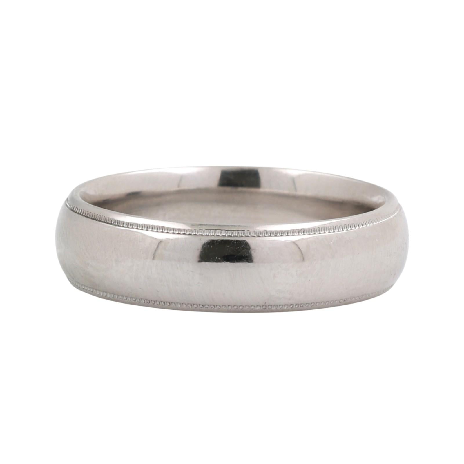 Milgrain Platinum Band Ring Wedding Anniversary 5.70 mm Size 9.25 Unisex Estate