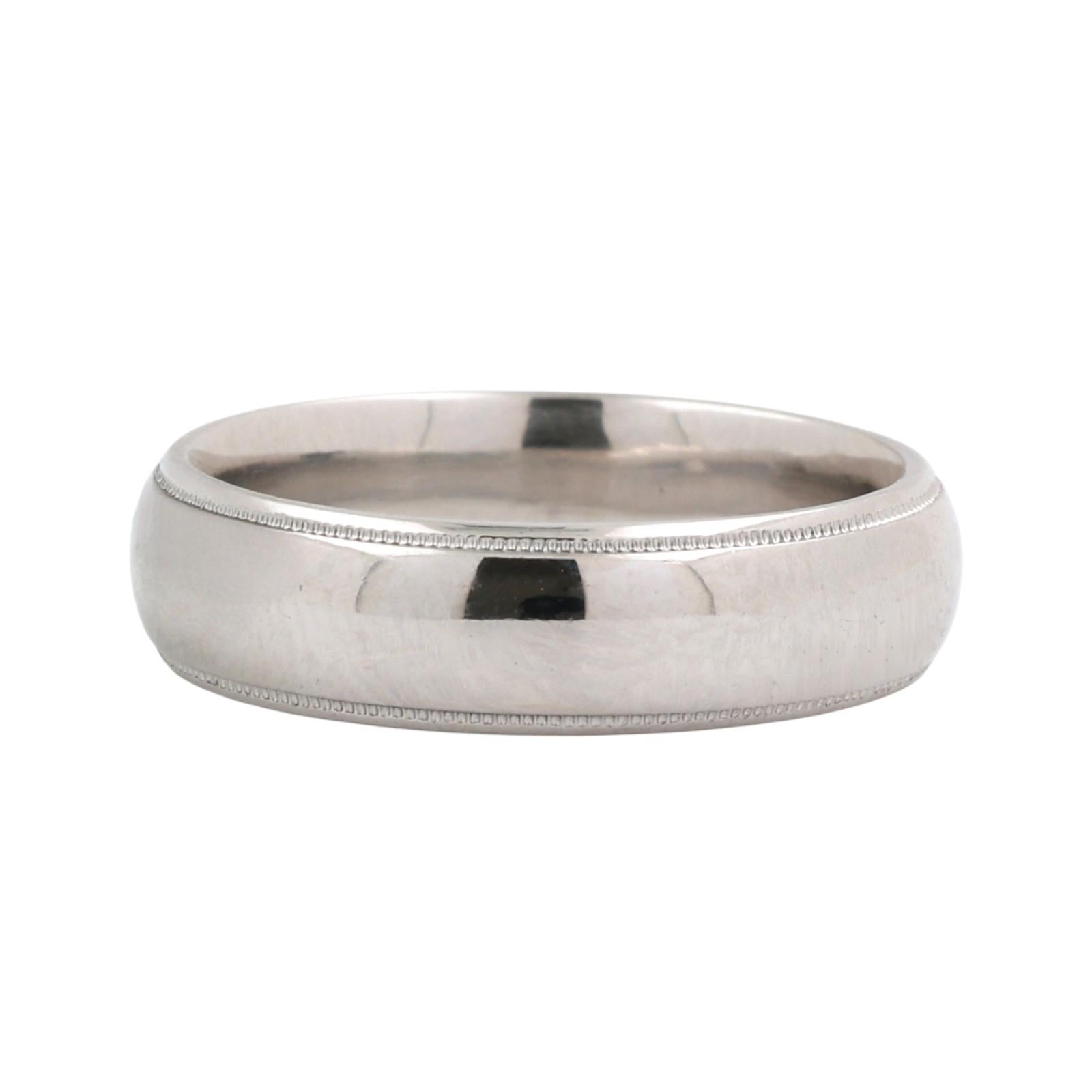 Milgrain Platinum Band Ring Wedding Anniversary 5.70 mm Size 9.25 Unisex Estate