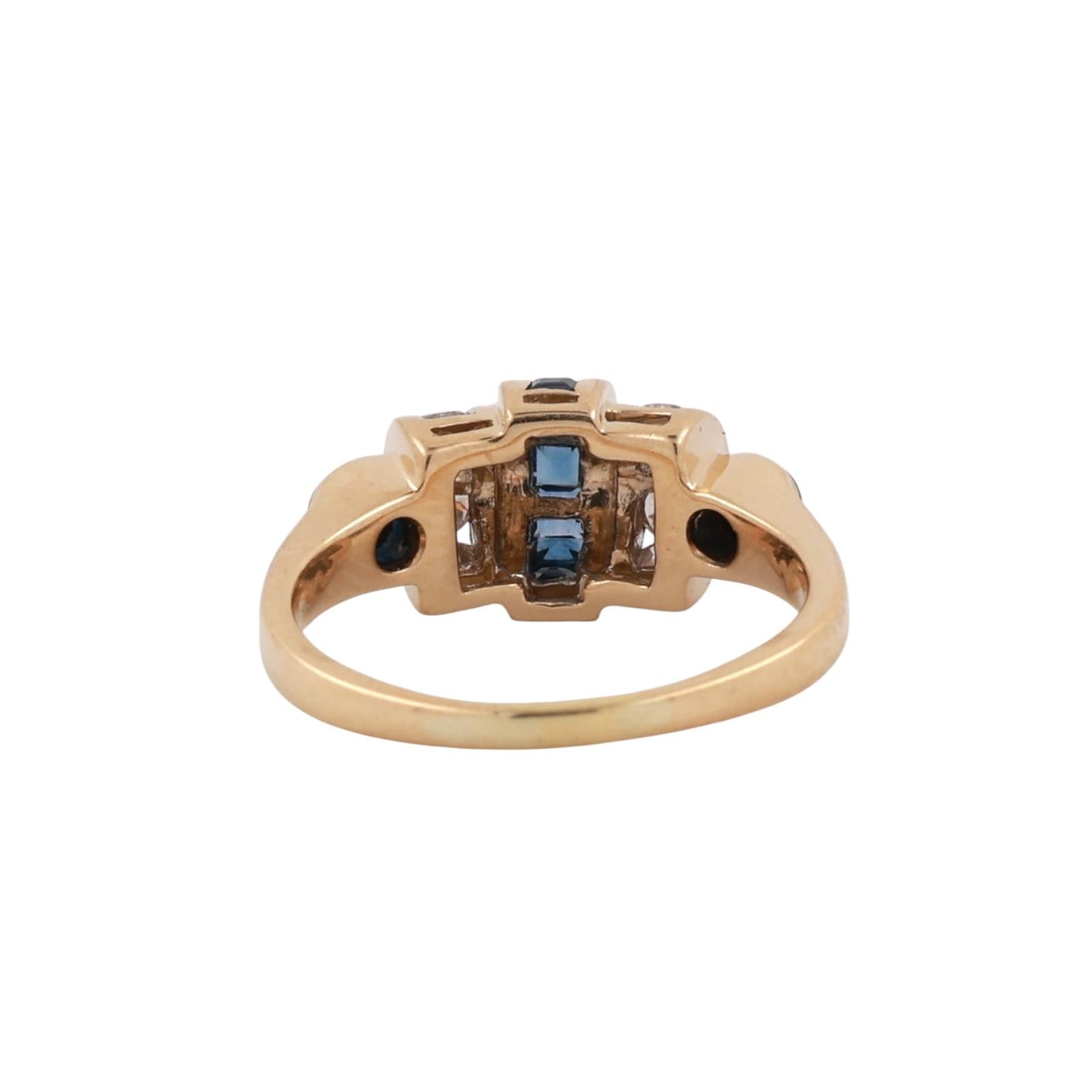 Princess Cut Cabochon Sapphire Accent Diamond Dome Ring 18K Gold 0.77 CTW Size 6