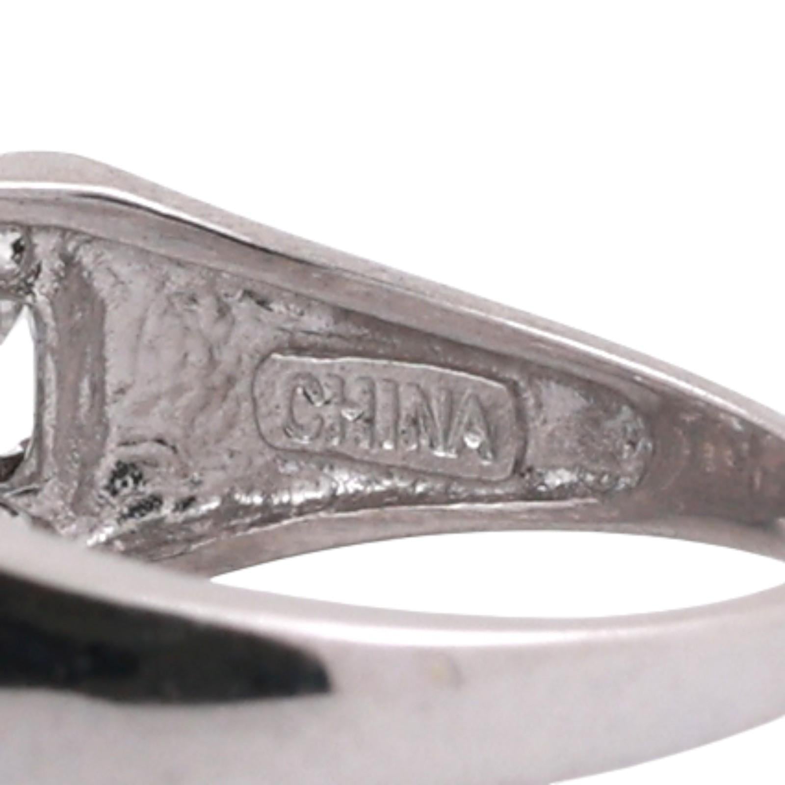 3-Row Cubic Zirconia Half Eternity Band Ring 14K White Gold Size 7.5 Ladies