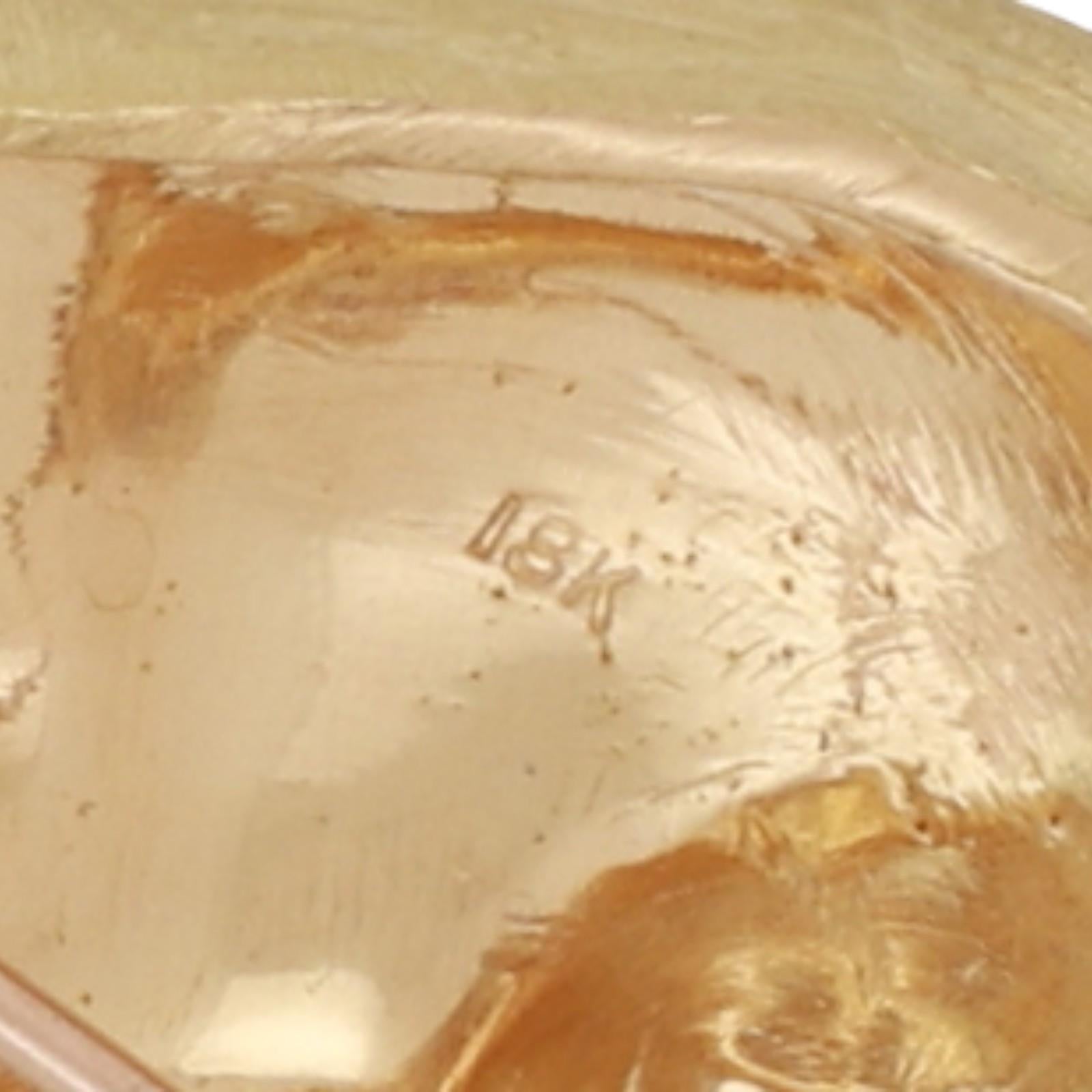 18K Yellow Gold Posing Elephant Brooch Pin Ruby Diamond Accents 2.12" Estate