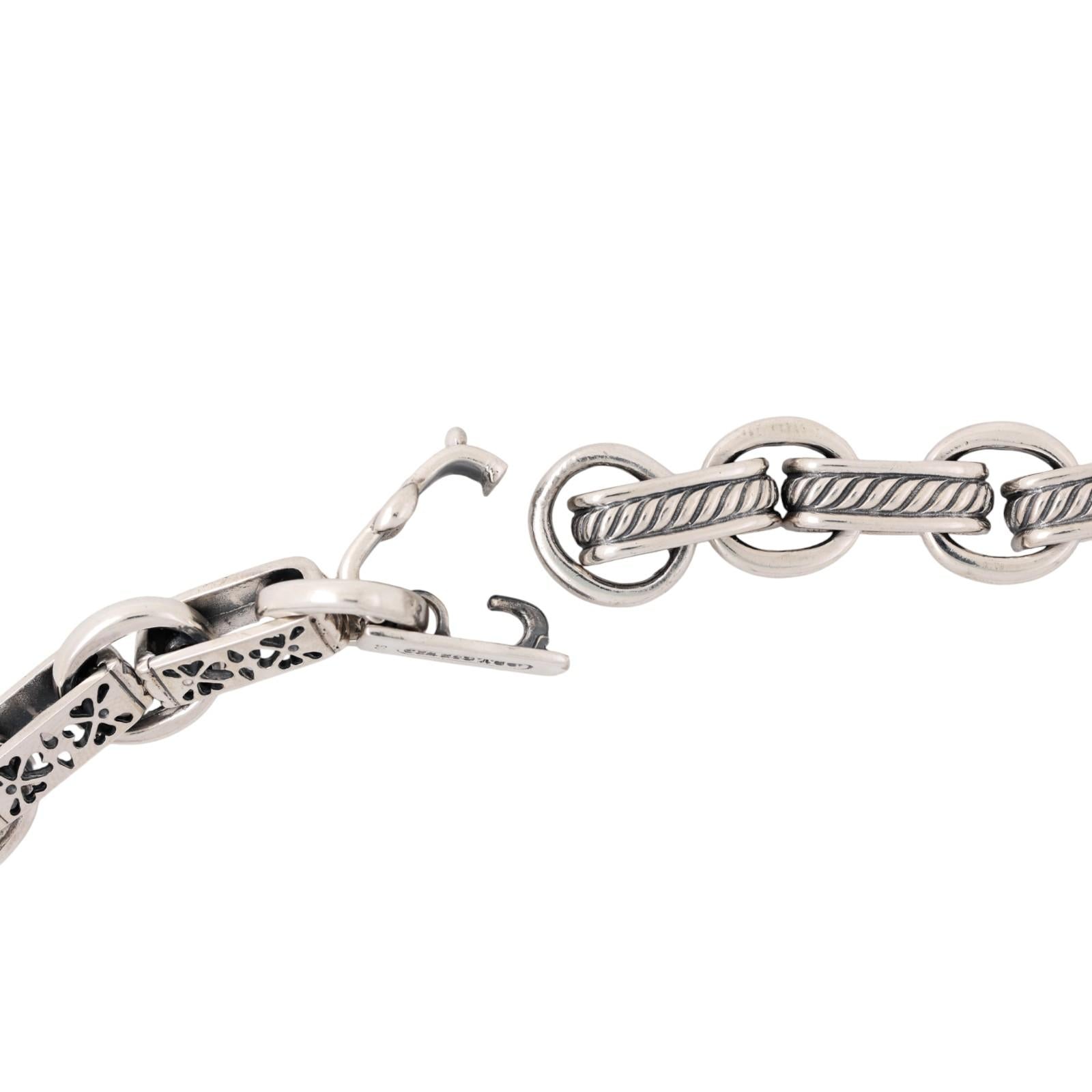 David Yurman Large Cable Ring Link Necklace SS 18K Yellow Gold 16.25"