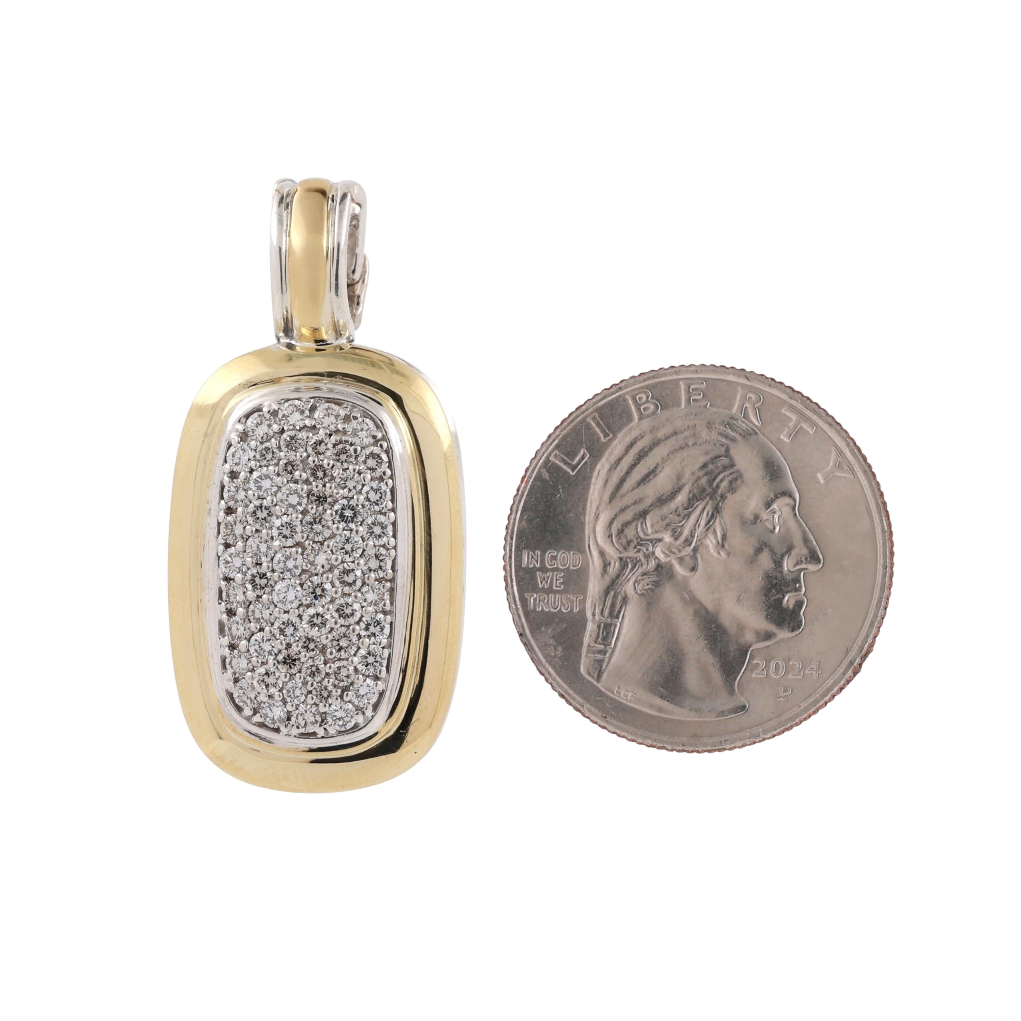 David Yurman Cluster Diamond Albion Pendant Enhancer Yellow Gold SS 1.40"