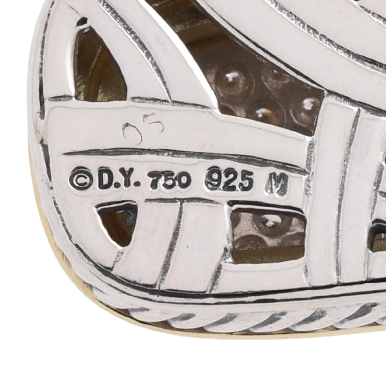 David Yurman Cluster Diamond Albion Pendant Enhancer Yellow Gold SS 1.40"