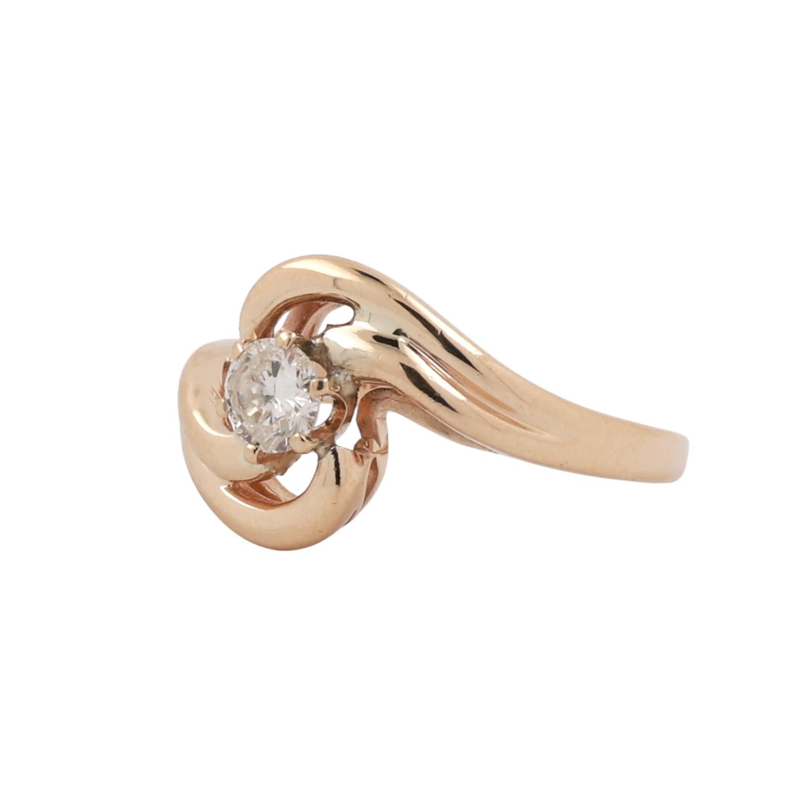 Diamond Solitaire Bypass Ring 14K Yellow Gold 0.38 CT Size 6.25 Ladies Estate