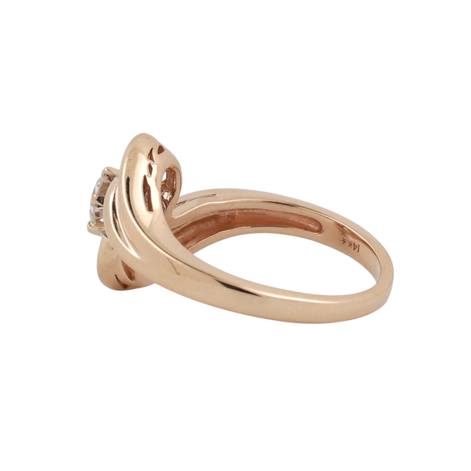 Diamond Solitaire Bypass Ring 14K Yellow Gold 0.38 CT Size 6.25 Ladies Estate