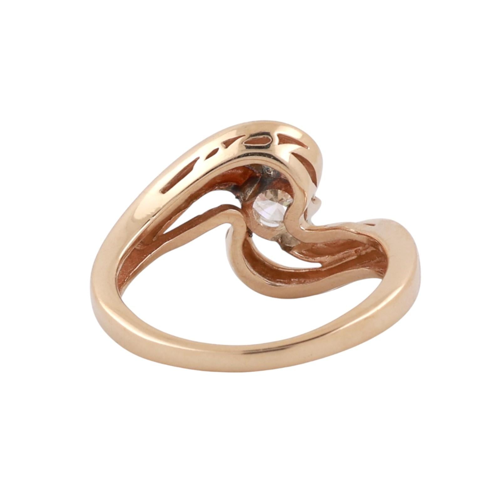 Diamond Solitaire Bypass Ring 14K Yellow Gold 0.38 CT Size 6.25 Ladies Estate