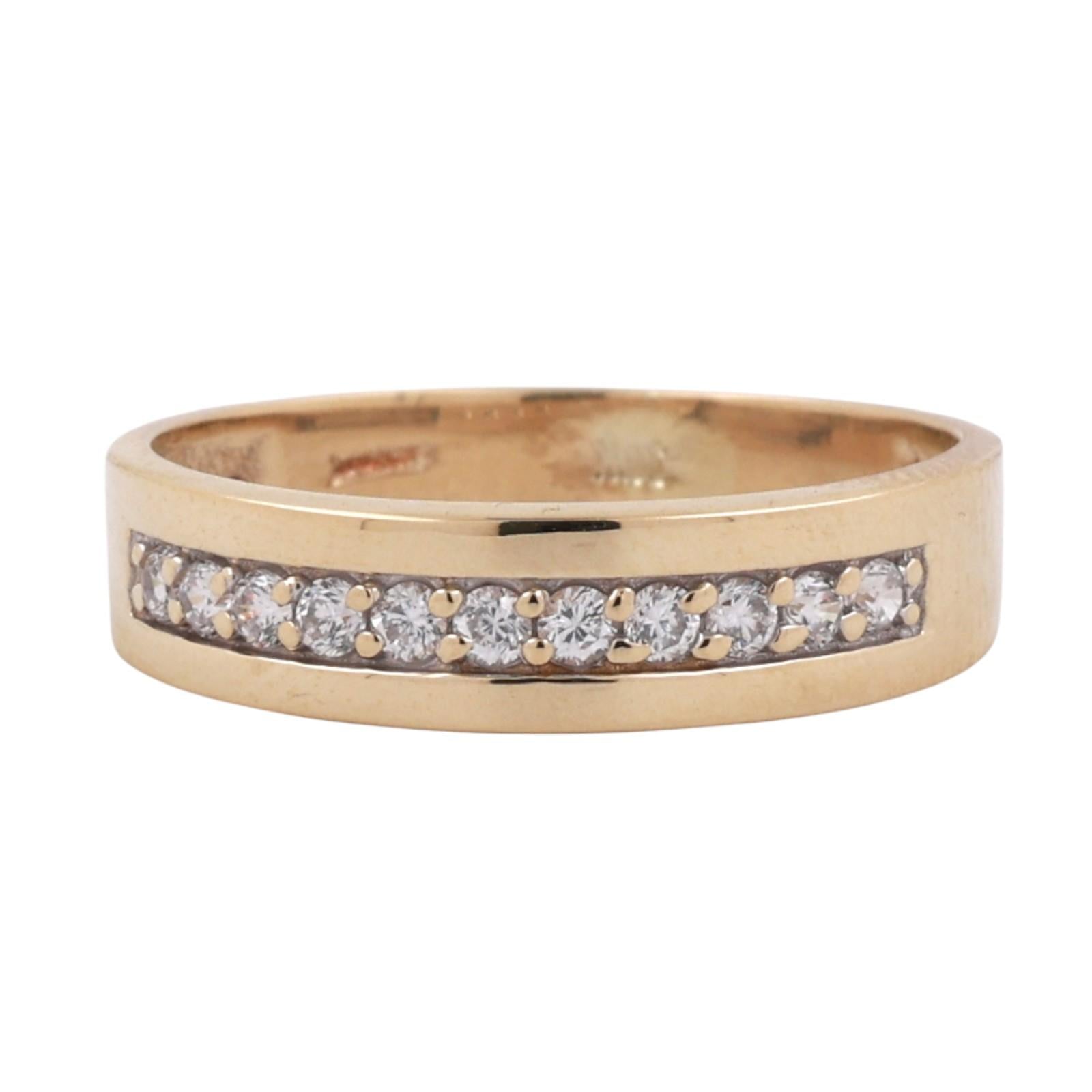 Diamond Half Eternity Wide Band Ring 10K Yellow Gold 0.33 TW Size 9.5 Unisex