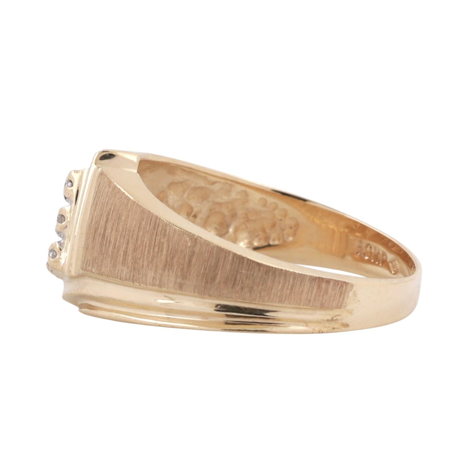 Mens Diamond Band Ring 10K Brushed Yellow Gold 0.05 TW Size 9.25 Estate
