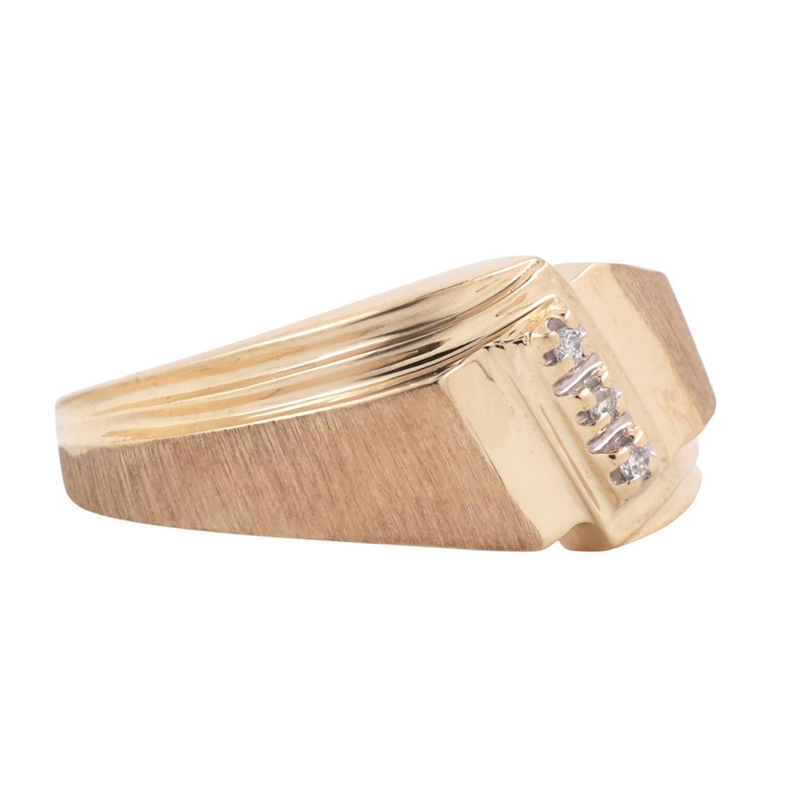 Mens Diamond Band Ring 10K Brushed Yellow Gold 0.05 TW Size 9.25 Estate