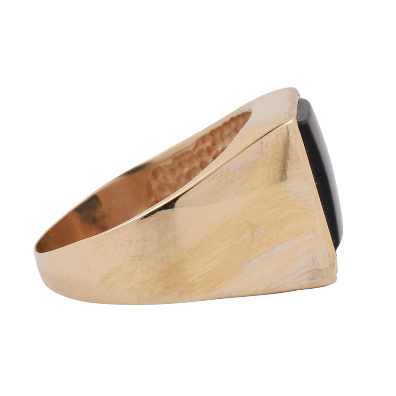 Men's Square Onyx Diamond Ring 10K Yellow Gold Size 9.75  Estate