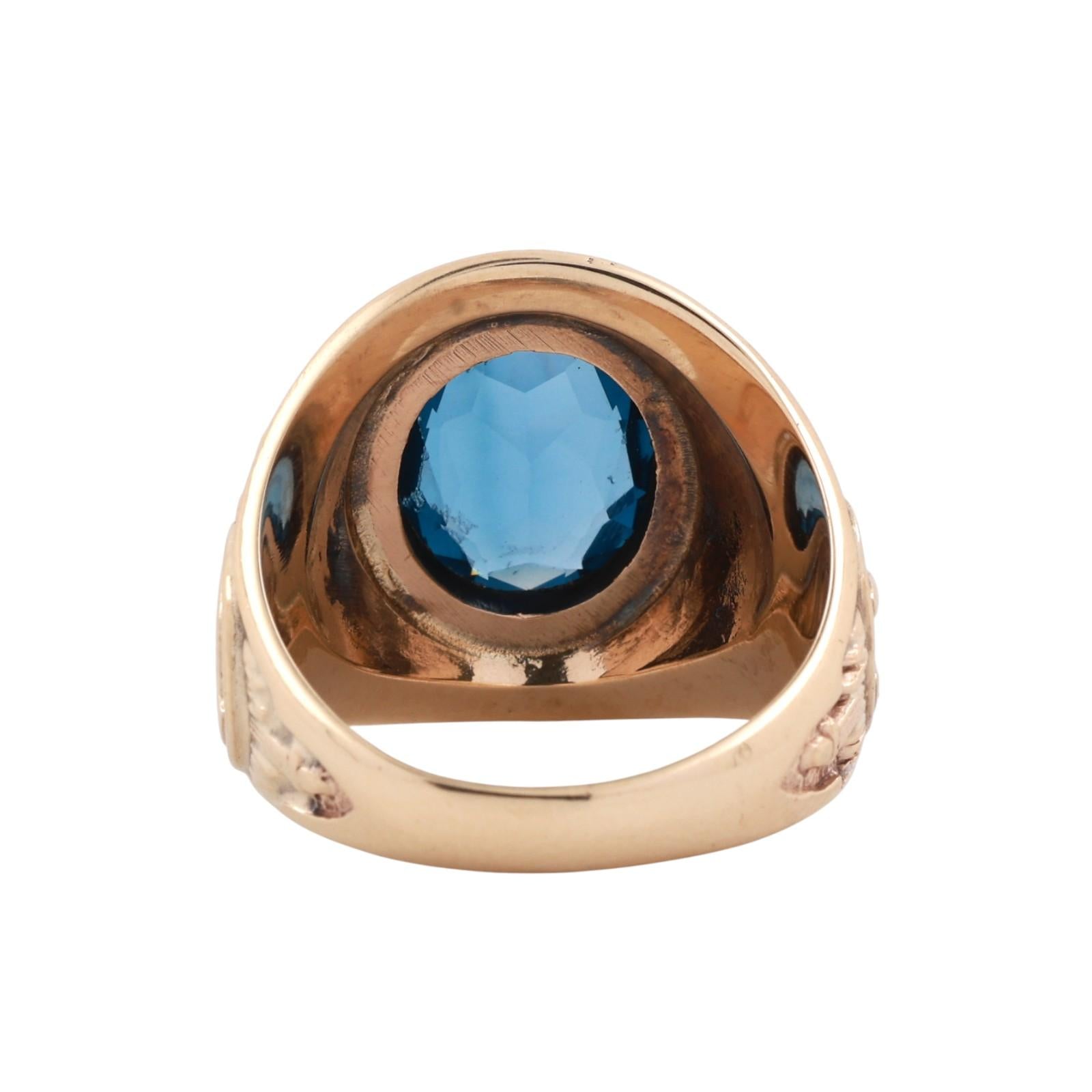 Frederick High School Class Ring 1971 10K Gold Lab Grown Sapphire Gem Size 9.75