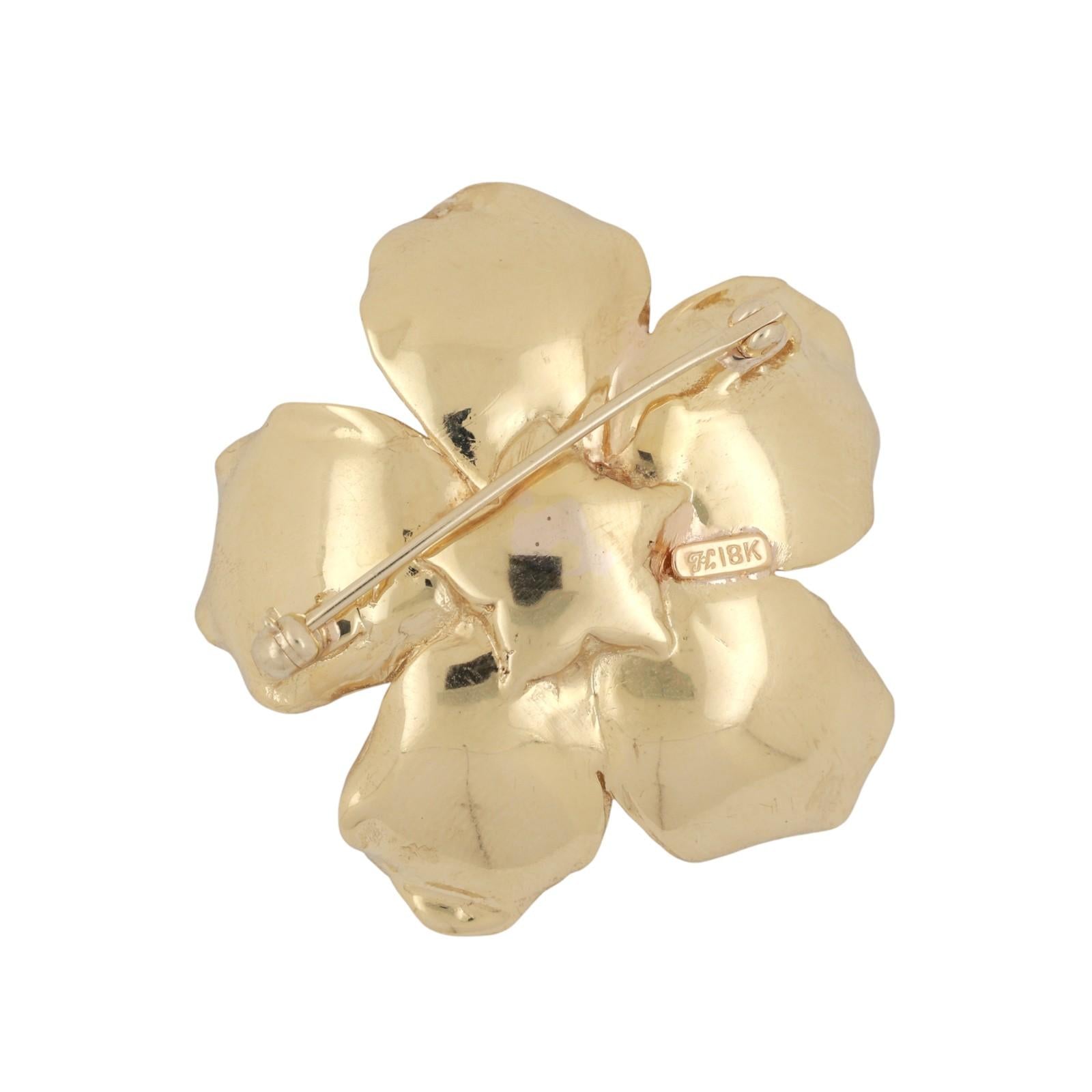 Vintage Multi Gemstone Diamond Floral Brooch Pin 18K Yellow Gold 0.57 CTW 1.50"
